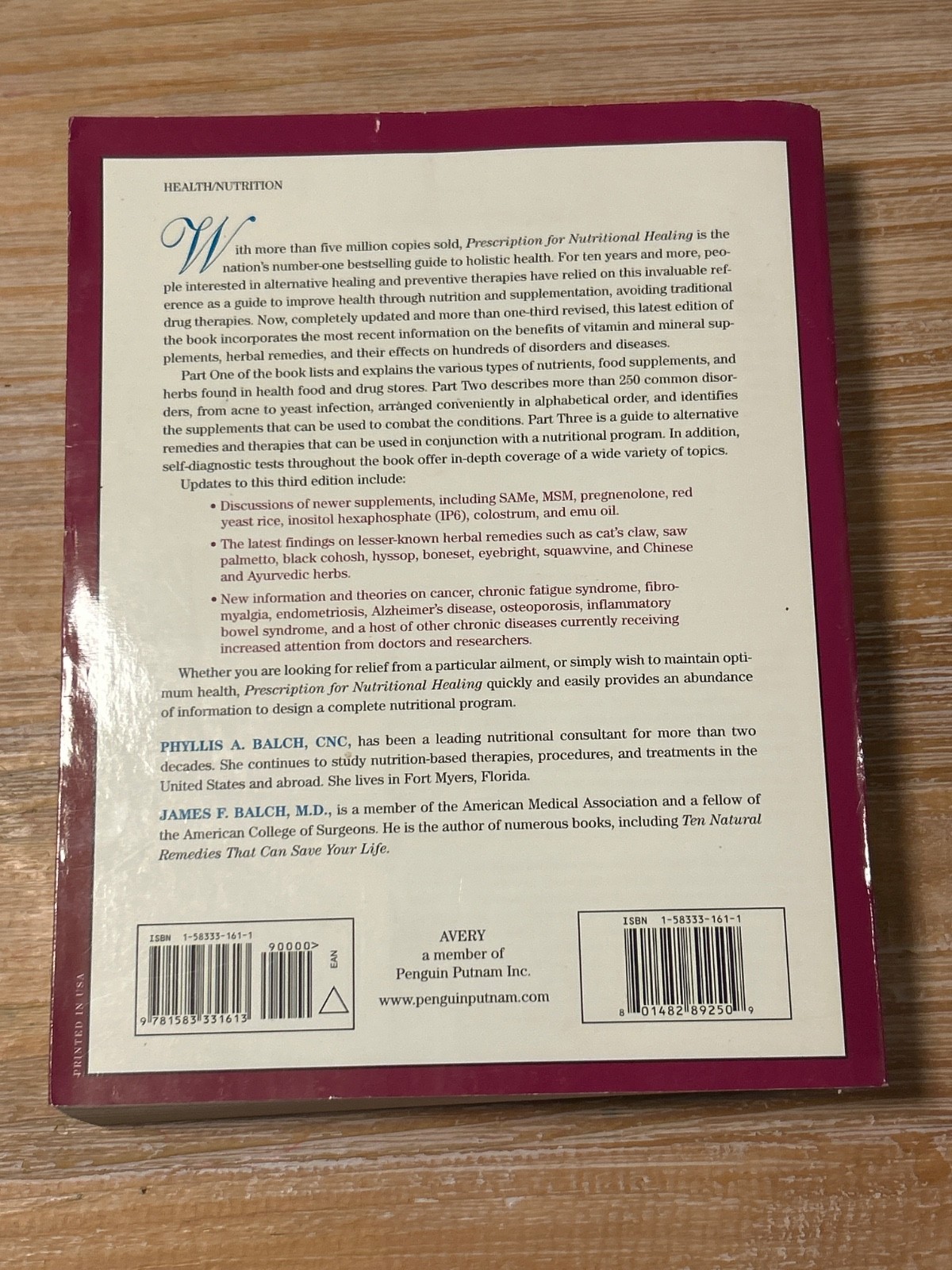Prescription for Nutritional Healing 3rd Edition (Book 2000) Phyllis A. Balch