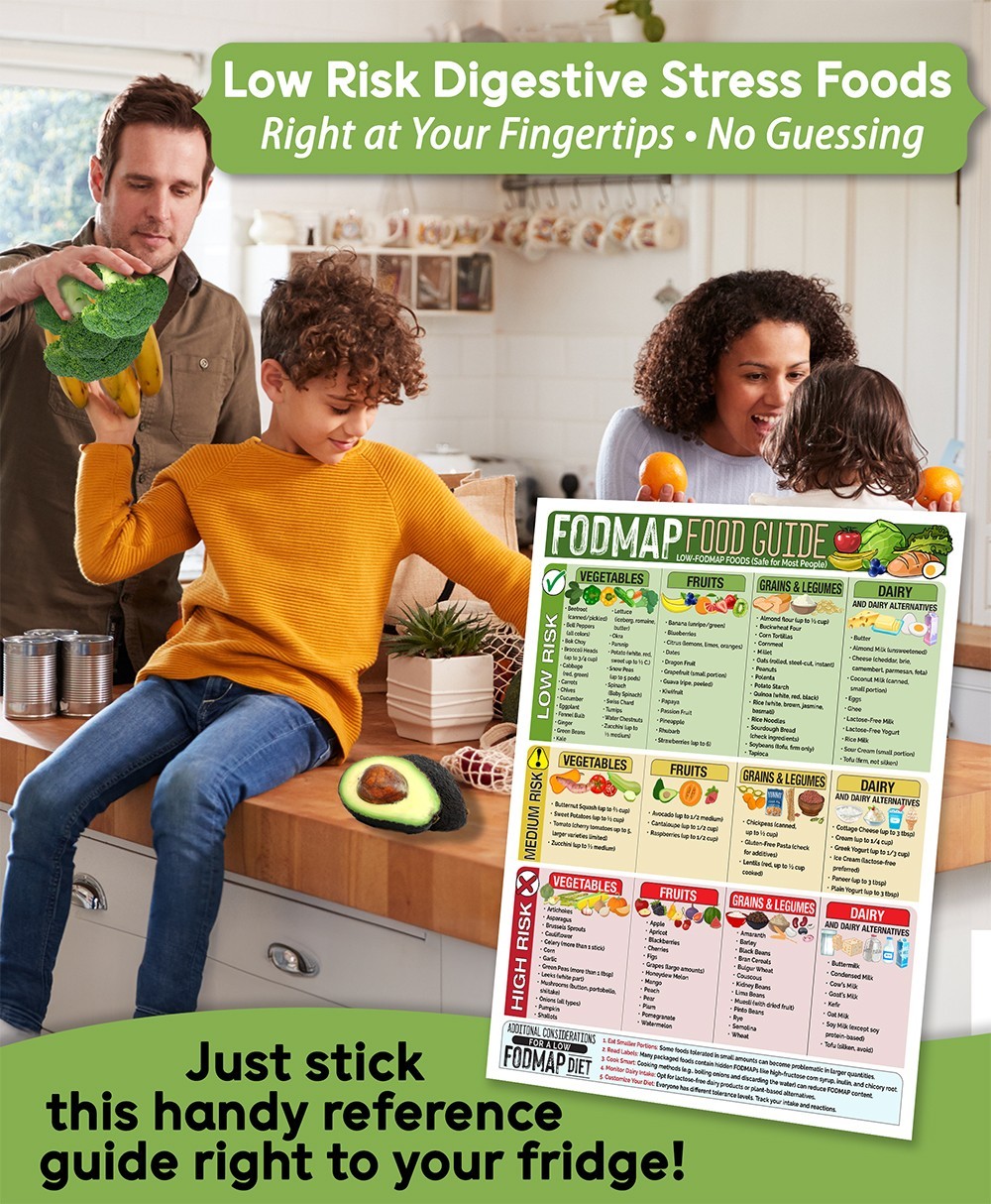 Magnetic 8.5×11 FODMAP Food Guide IBS Diet Chart Safe Foods Digestive Health Mag