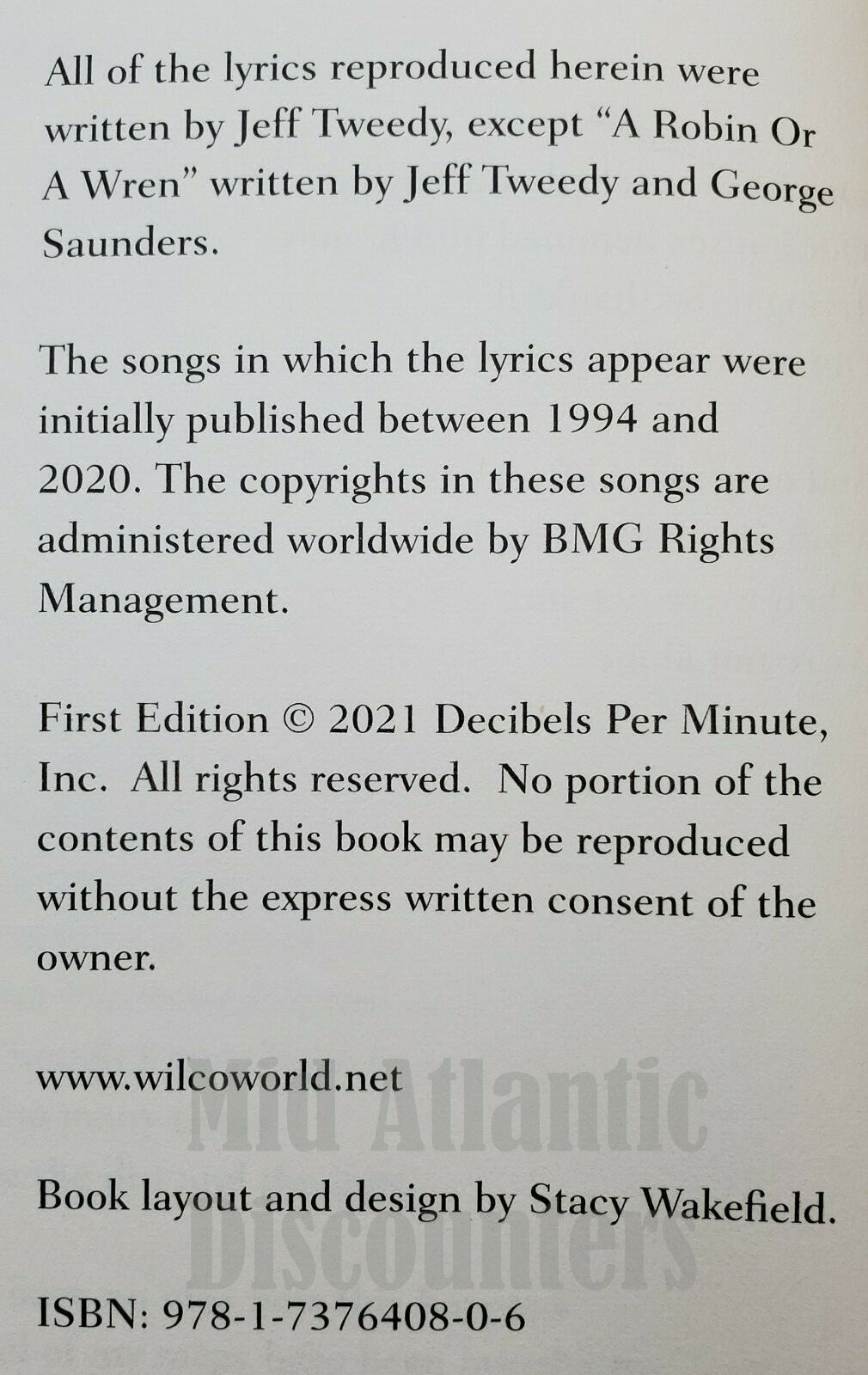 New Lyrics Jeff Tweedy Vol. 1 dBpm First Edition Hardcover Book Wilco