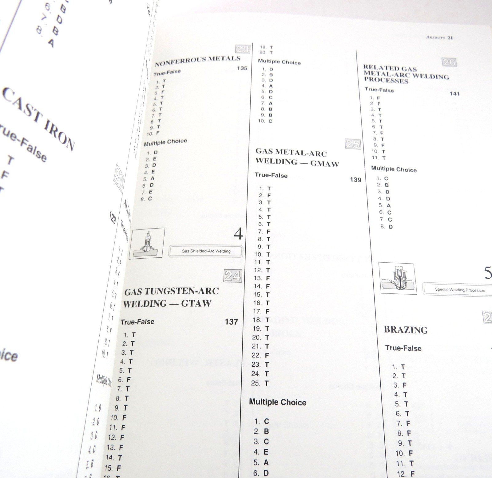 Vintage 1994 Welding Skills Workbook, Instructor Guide Quiz Answers Only, 28 pgs