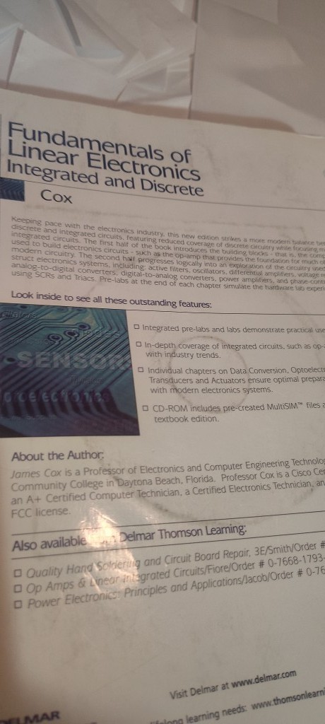 Fundamentals of Linear Electronics Integrated and Discrete 2nd ed. book PB DELMA