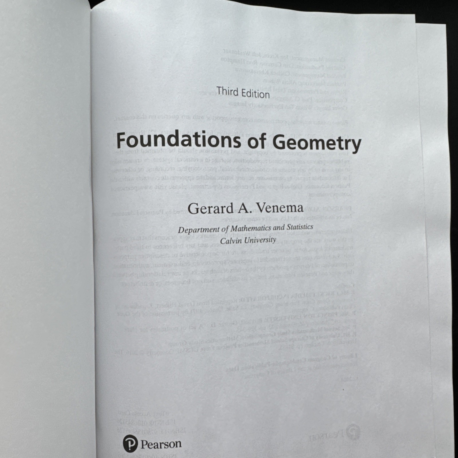 Foundations of Geometry By Gerard Venema Rental Hardcover Edition 0136845266