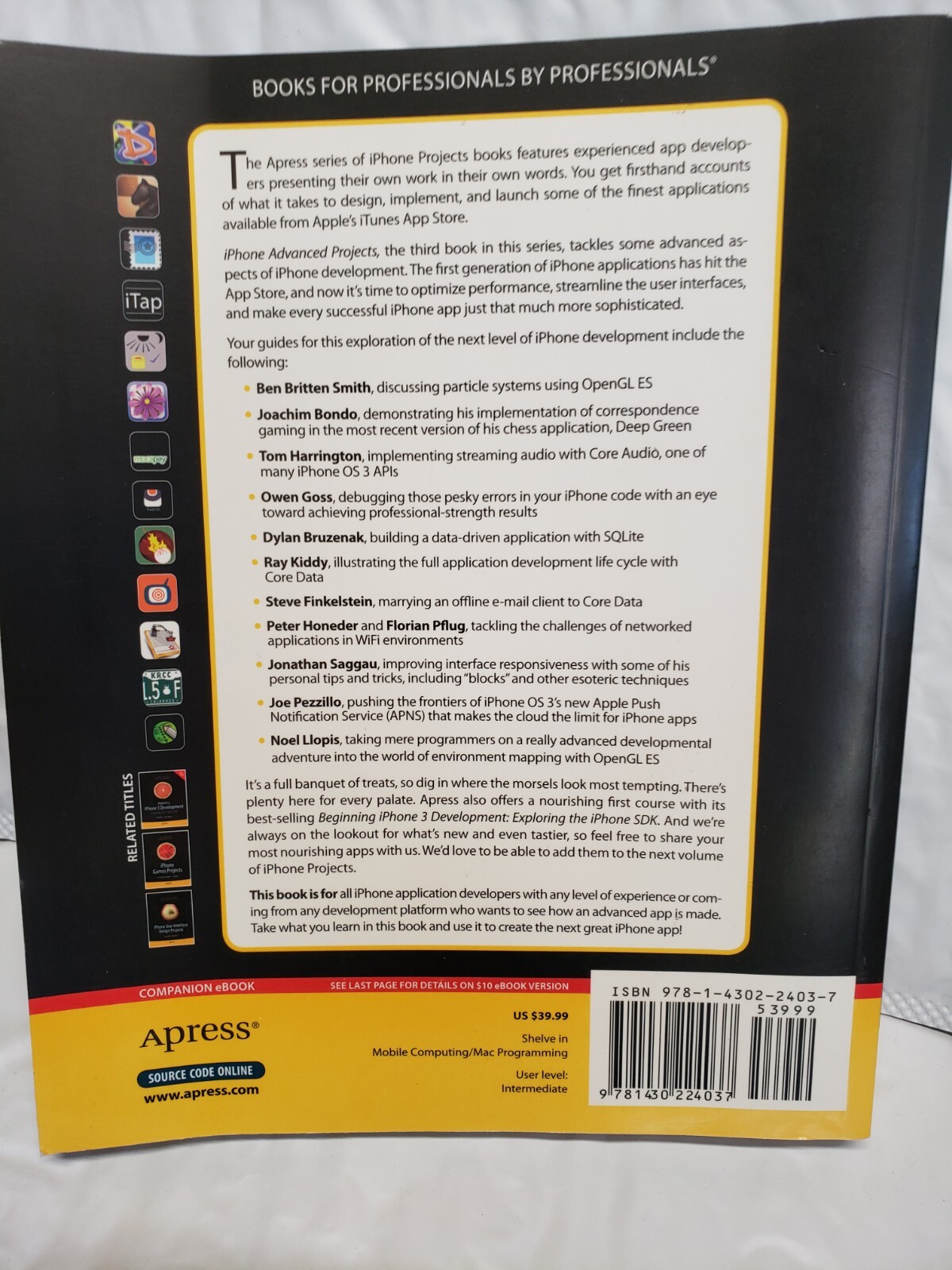 IPhone Advanced Projects by P. J. Cabrera, Steve Finkelstein, Dave Mark, Joachim