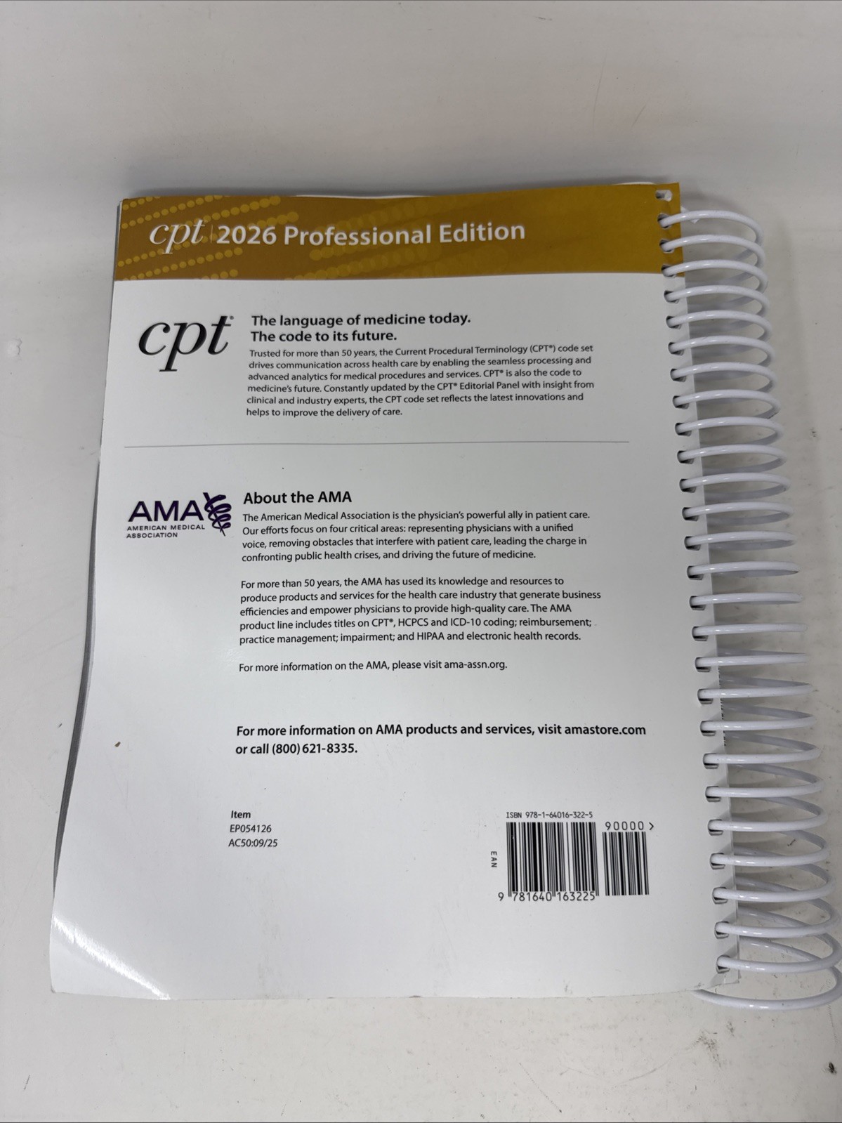 CPT Professional 2026 by American Medical Association (English) Spiral Book