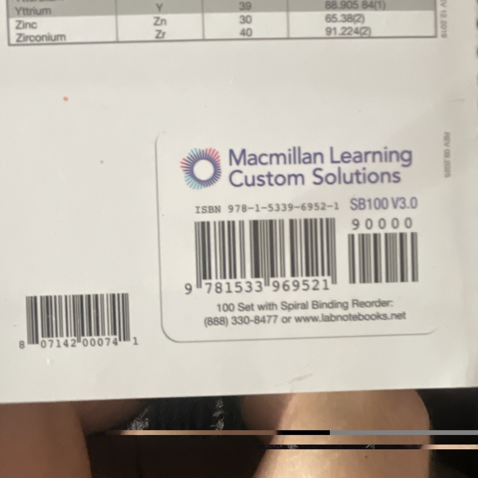 Macmillan Learning Student Lab Notebook Chemistry 100 Duplicate Sets Spiral