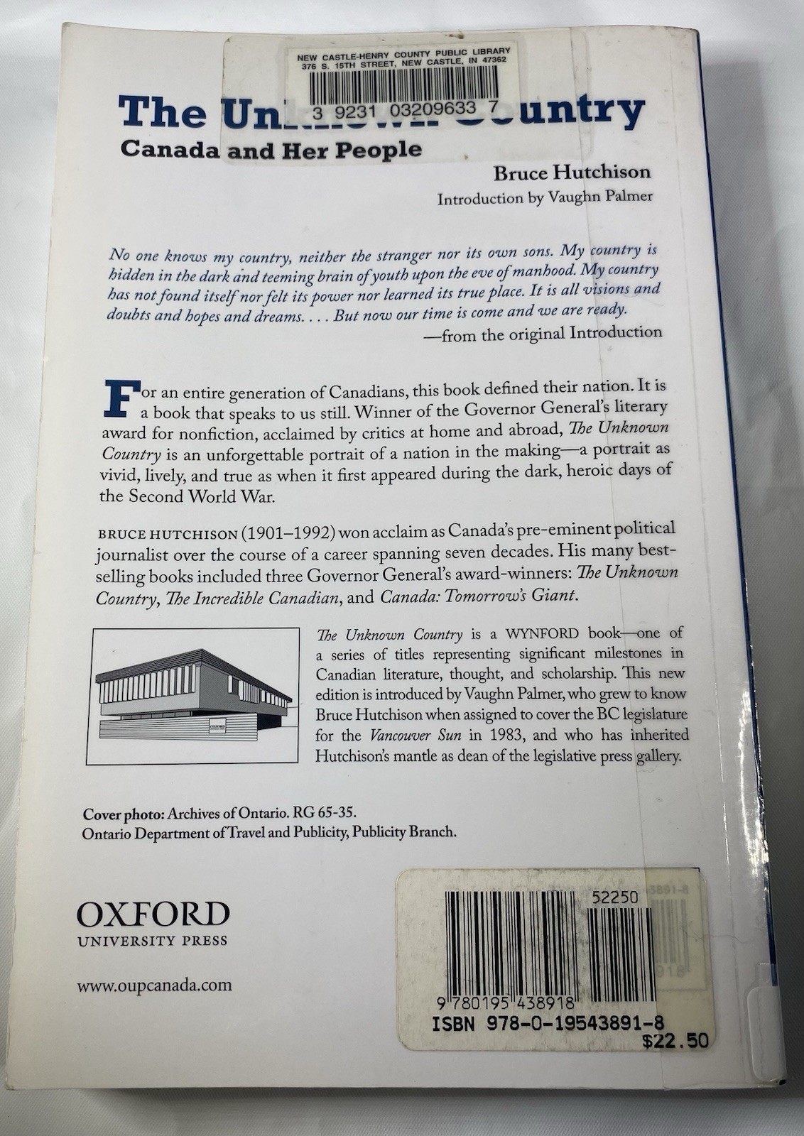 THE UNKNOWN COUNTRY: CANADA AND HER PEOPLE WYNFORD Hutchison Bruce Ex Library