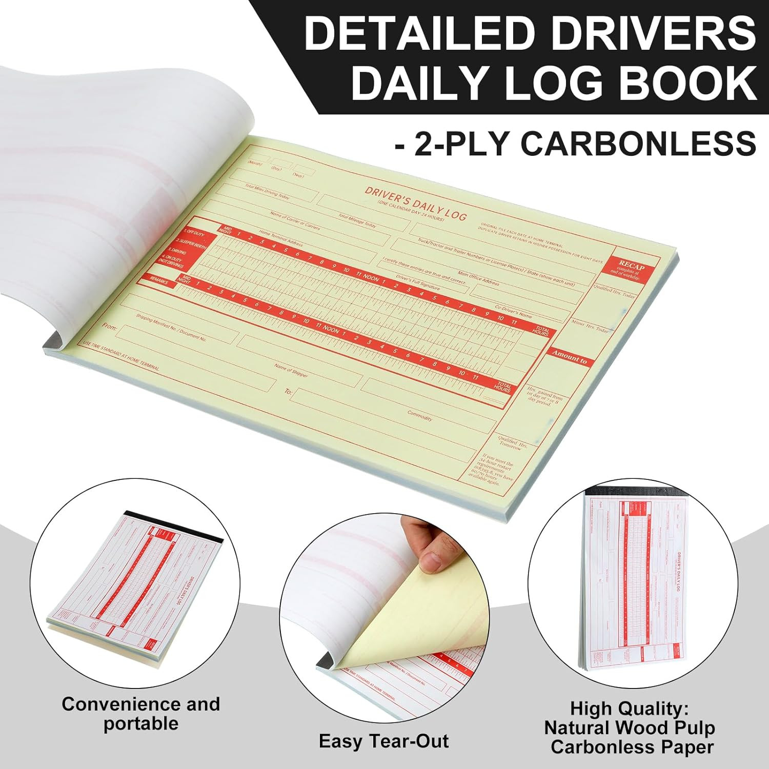 10 Pack Driver Daily Log Book 8.5″ x 5.5″ Log Book with Detailed Driver Vehicle