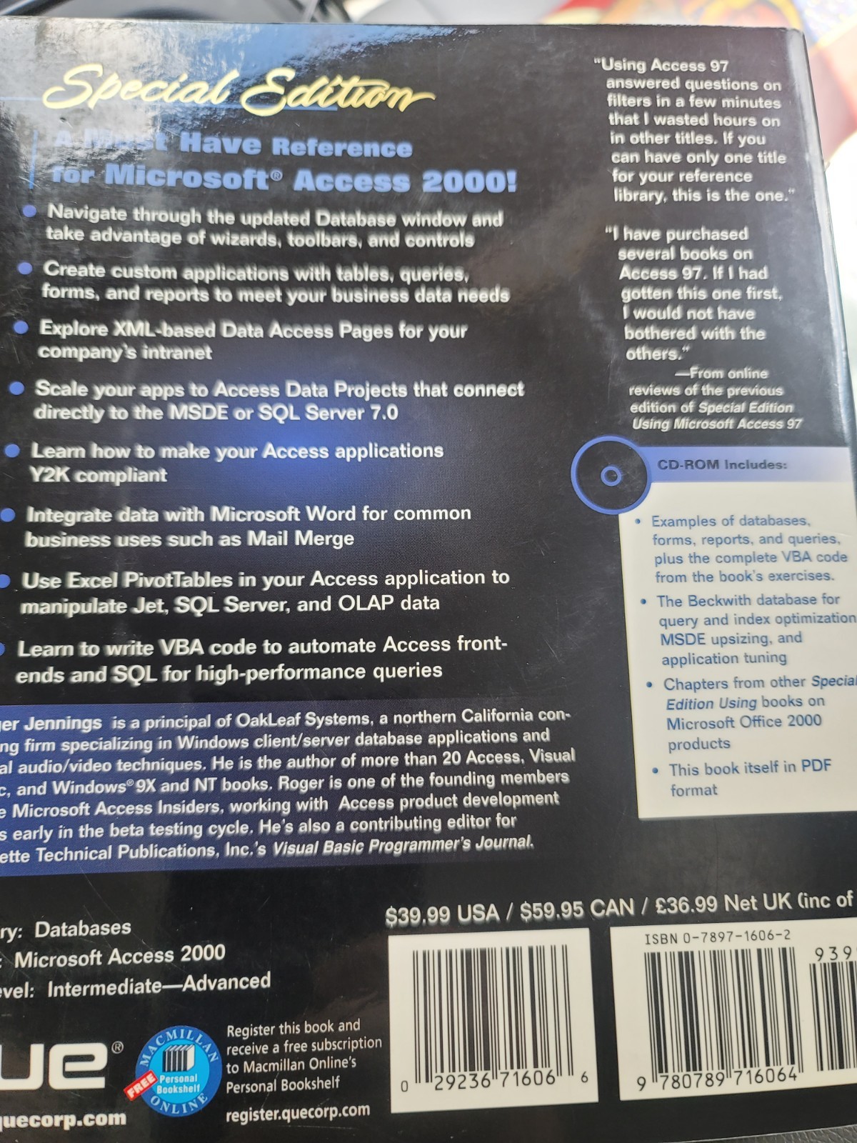 Special Edition Using Ser.: Using Microsoft Access 2000 by Roger Jennings (1999,