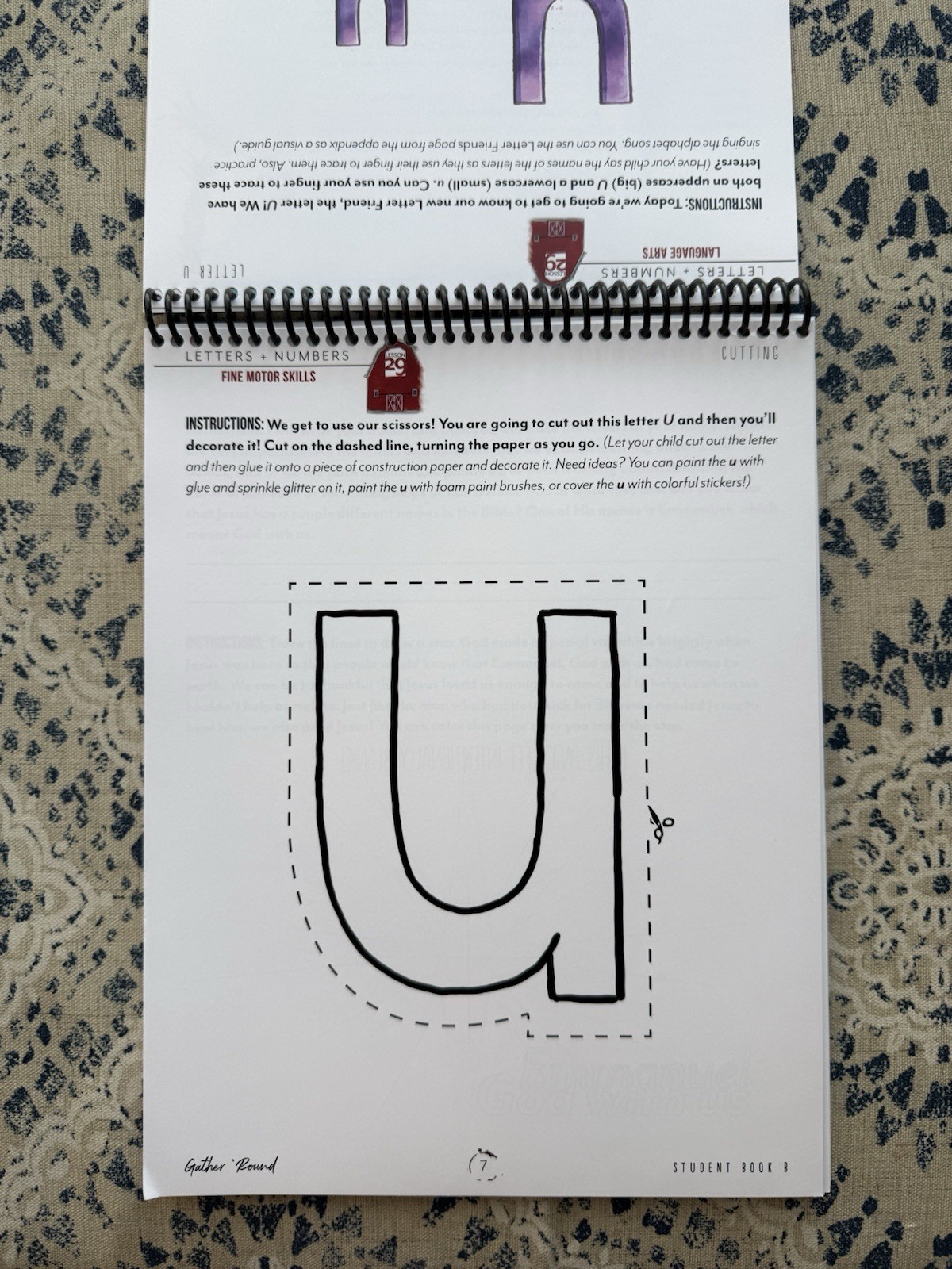 Gather ‘Round Homeschool On the Farm Student Book B Spiral Letters Numbers