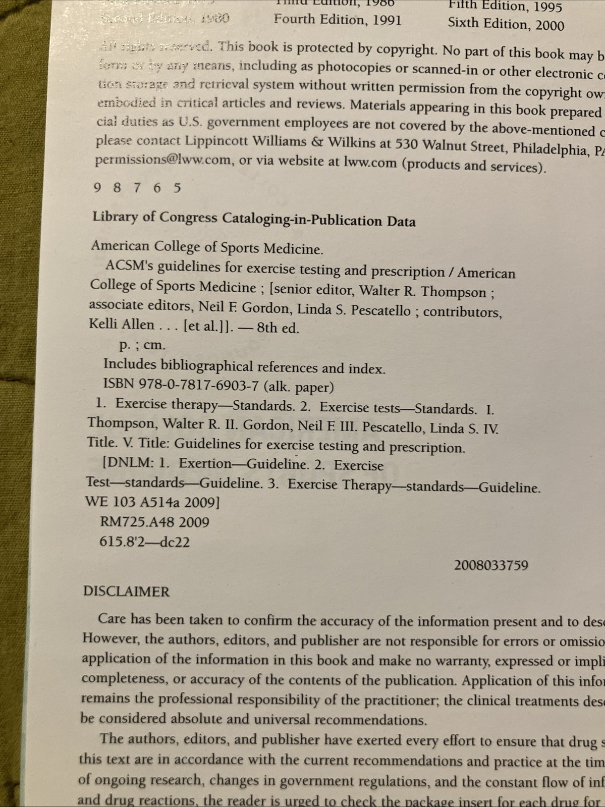 ACSM’s Guidelines for Exercise Testing and Prescription 8th Edition