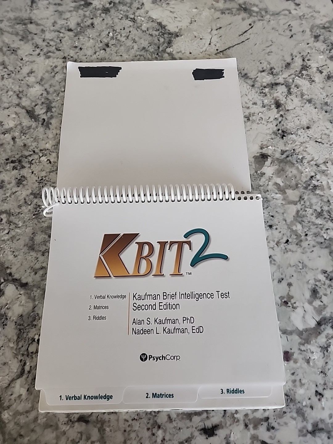 KBIT-2 Kaufman Brief Intelligence Test 2nd Testing Easel Only