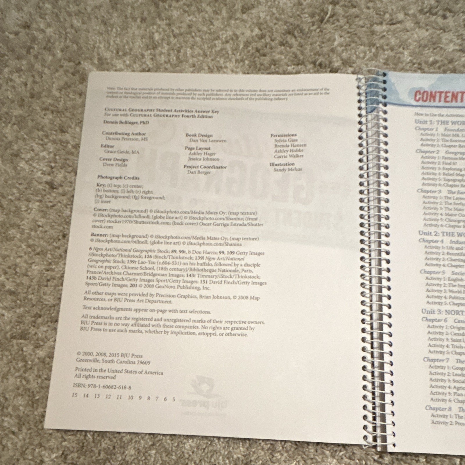 BJU Press Cultural Geography 4th Ed Answer Key Spiral Textbook 2015 Bollinger