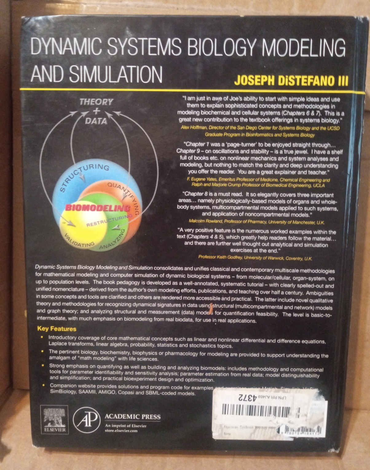 Dynamic Systems Biology Modeling and Simulation by J. DiStefano III- Hardcover