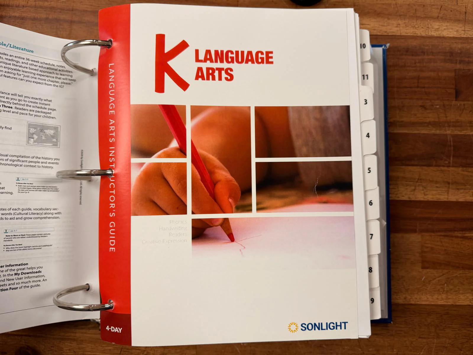 Sonlight K Instructor’s Guide Binder History LA Science 4-Day