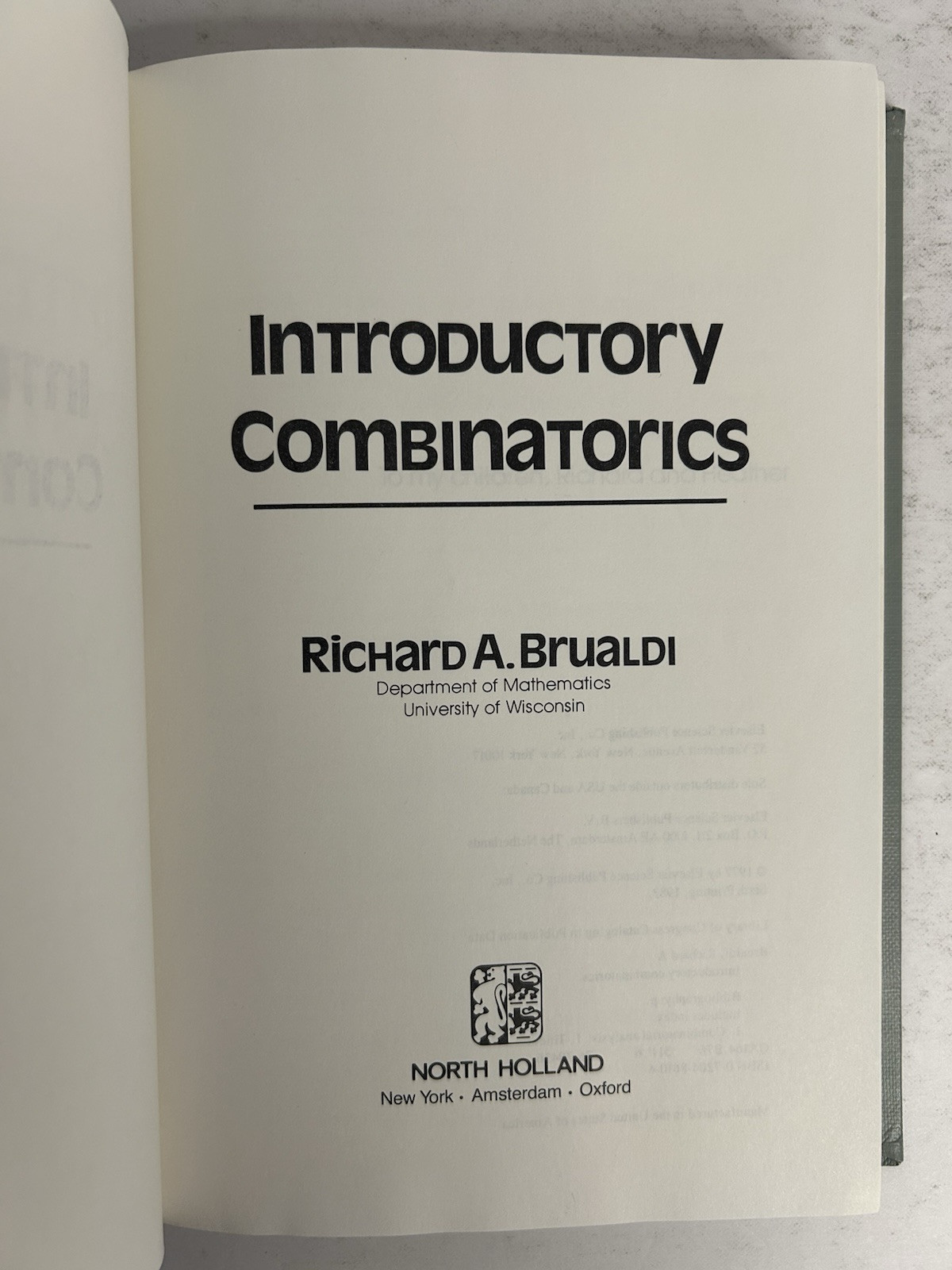Introductory Combinatorics by Brualdi Richard – 1977 Vintage H/C
