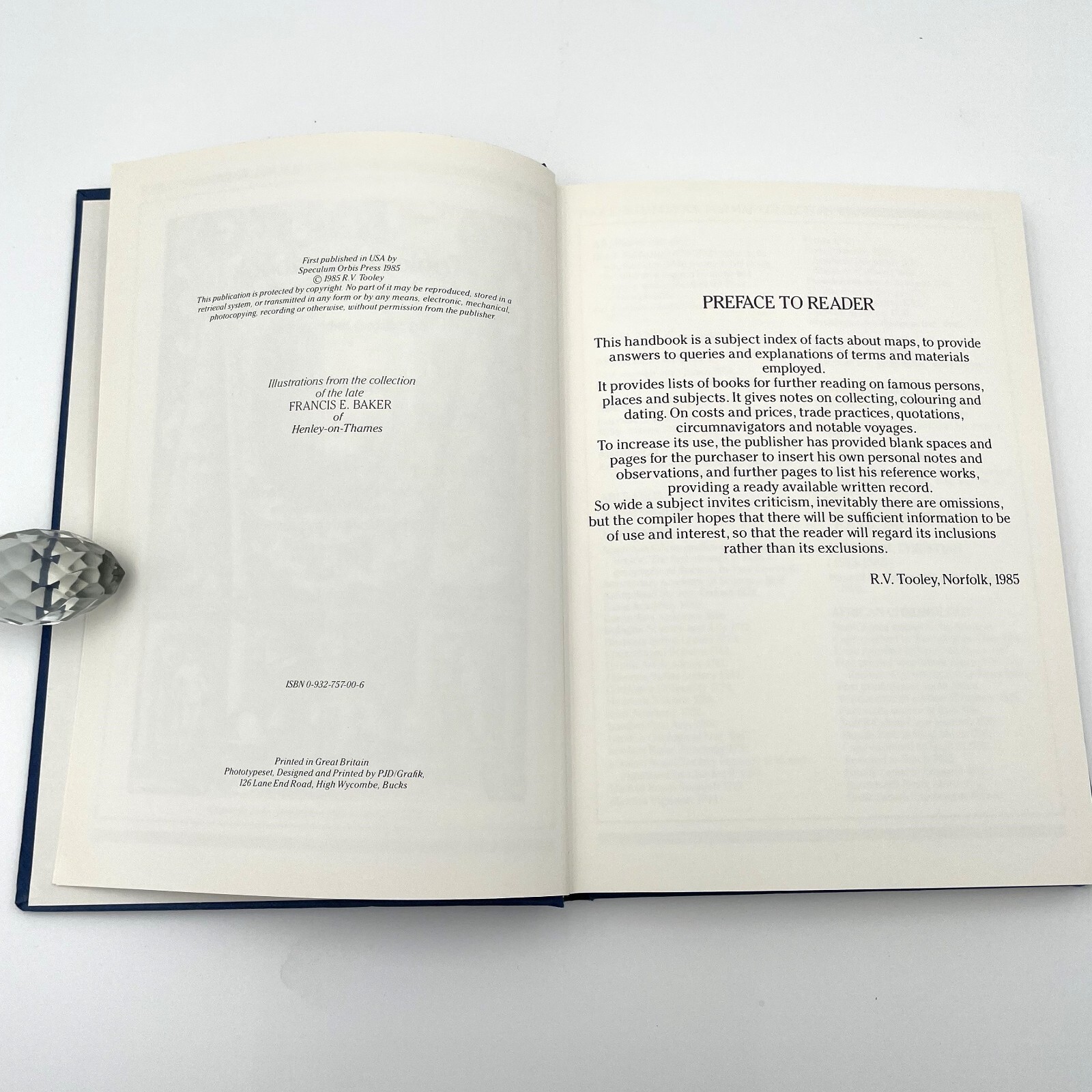 Tooley’s Handbook for Map Collectors by R.V. Tooley – Hardcover 1985