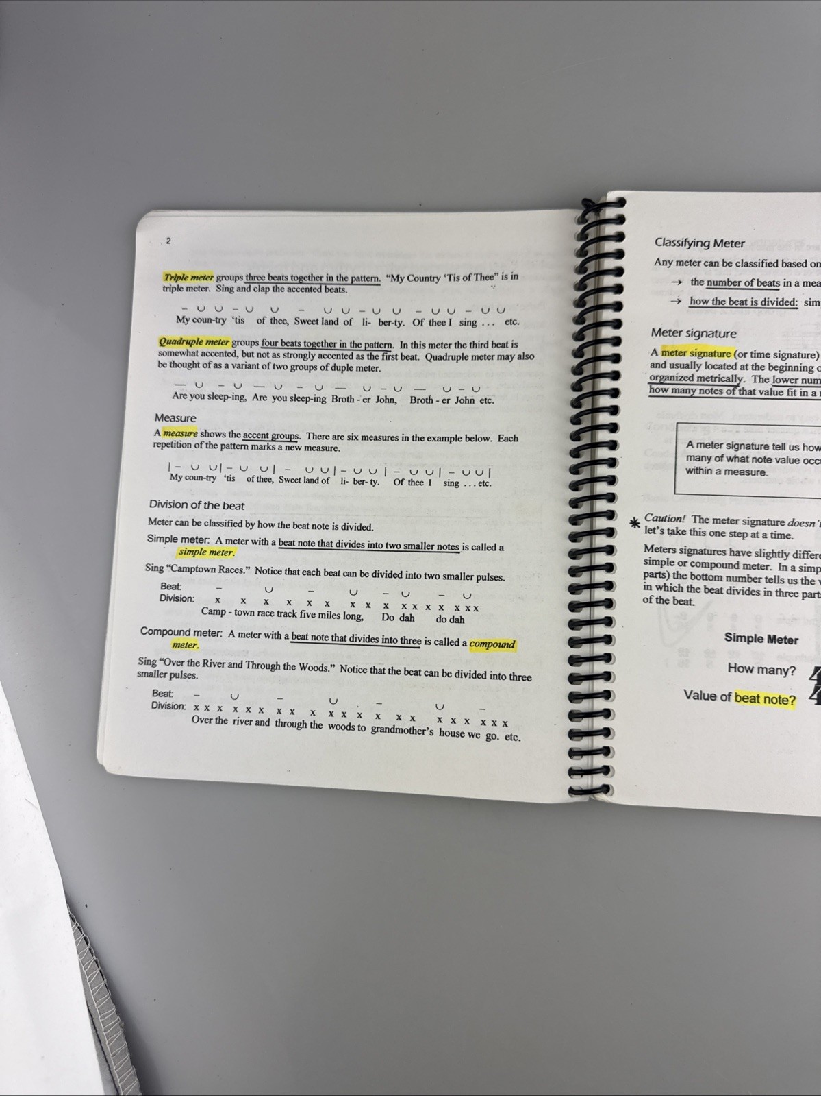 RARE Original Rhythm Book – Spiral-bound, by Richard Hoffman (Takadimi method)