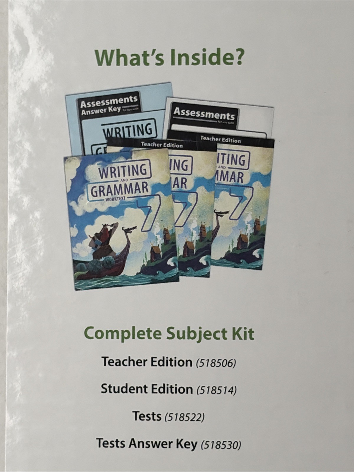 BJU Press Writing and Grammar 7 Set Textbook Teacher Edition Tests Box Set Lot