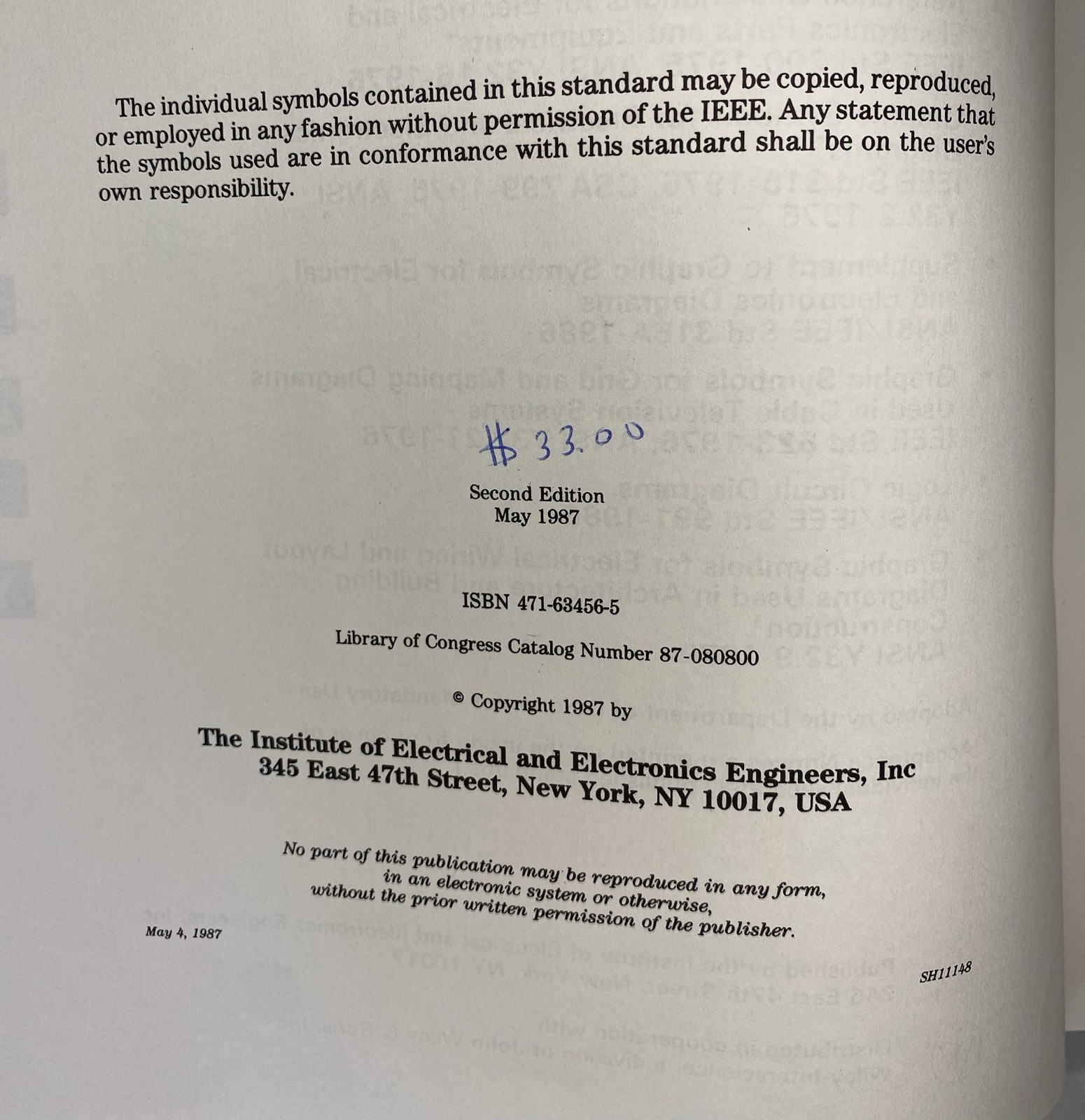Electrical & Electronics Graphic Symbols Reference IEEE ANSI 1987 HC Ex-Library