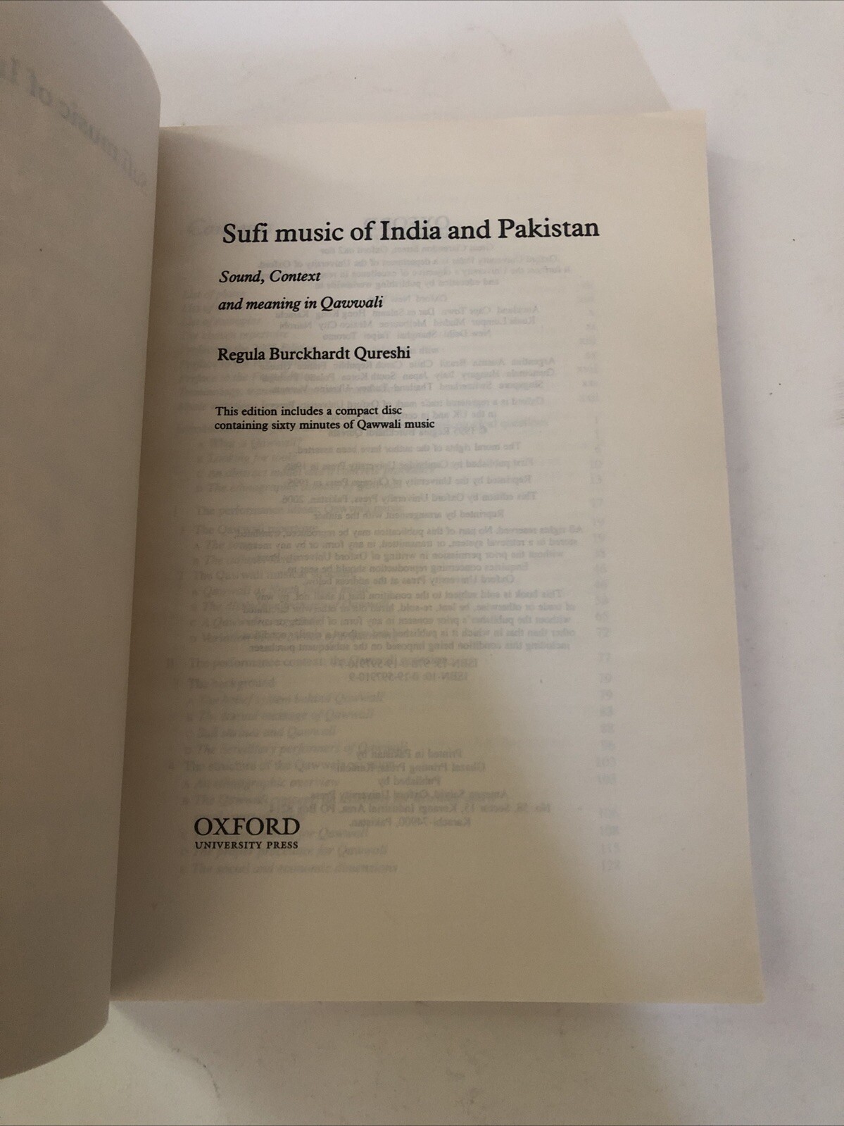 Sufi Music of India and Pakistan by Regula Burckhardt Qureshi w/ Unused CD 2006