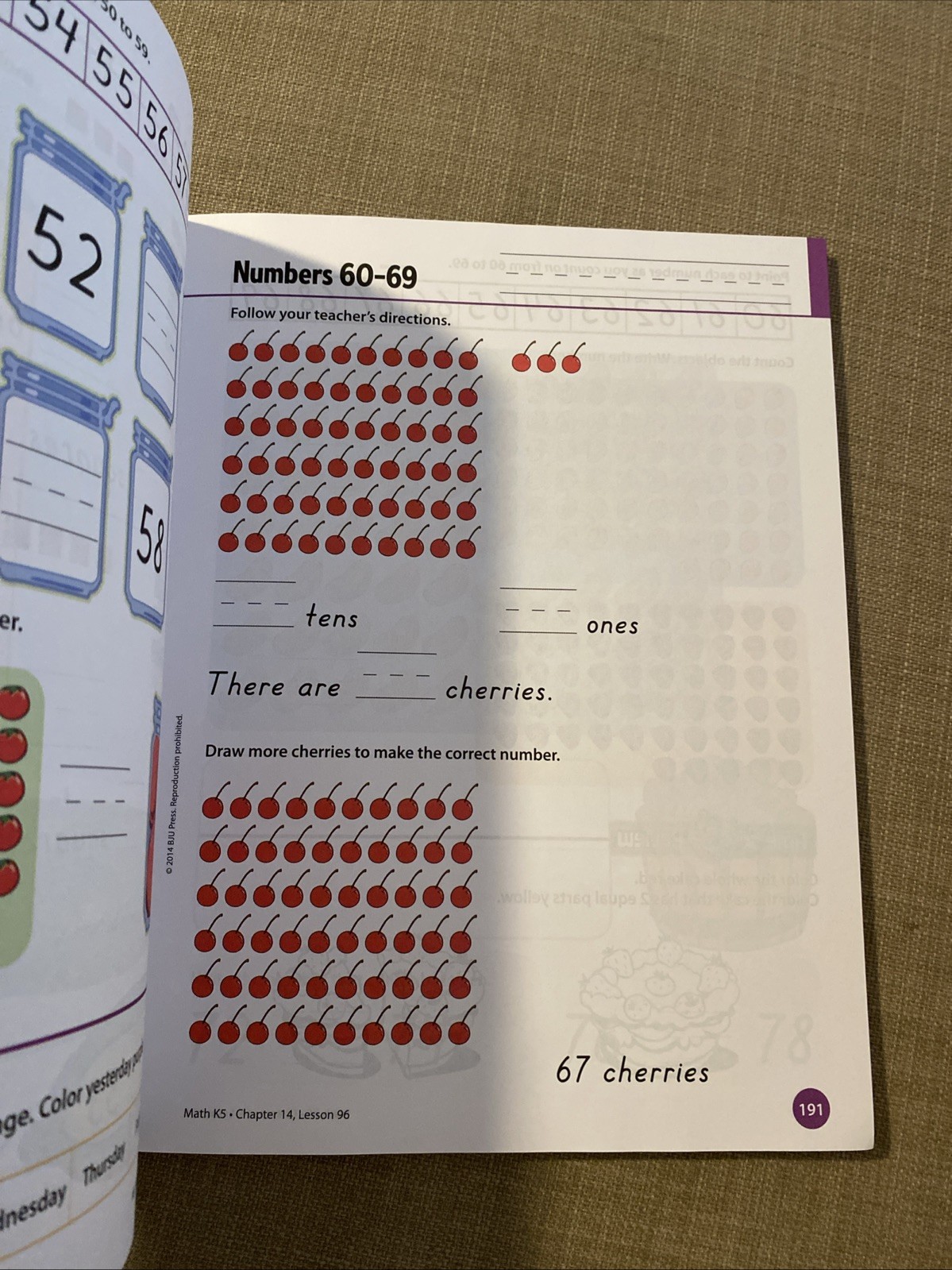 BJU PRESS Math K5 Kinder Worktext Fourth Edition Unused
