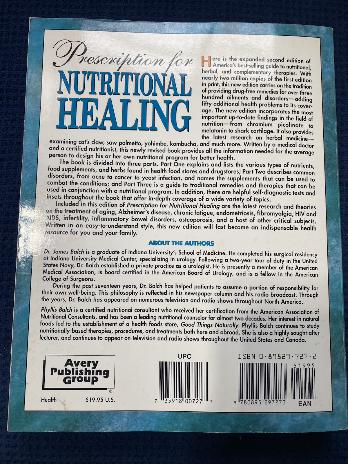 Prescription For Nutritional Healing Second Edition Book By J&P Balch A-Z Refer.