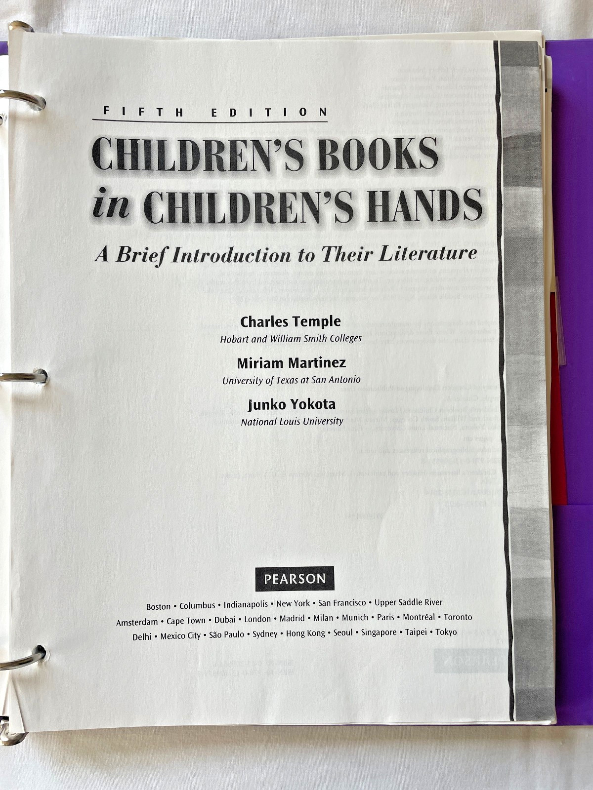 Children’s Books in Children’s Hands (Pearson 2015) 5th Ed Loose-Leaf Version