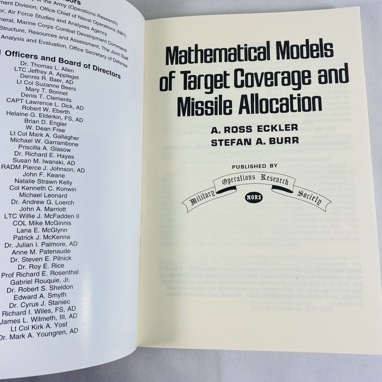 Mathematical Models Of Target Coverage And Missile Allocation Military-Math 2001