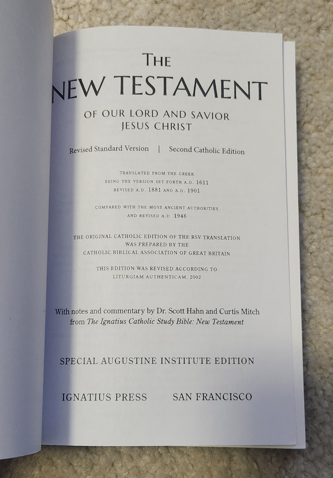 New Testament Second Catholic Edition RSV – Ignatius Press – Paperback