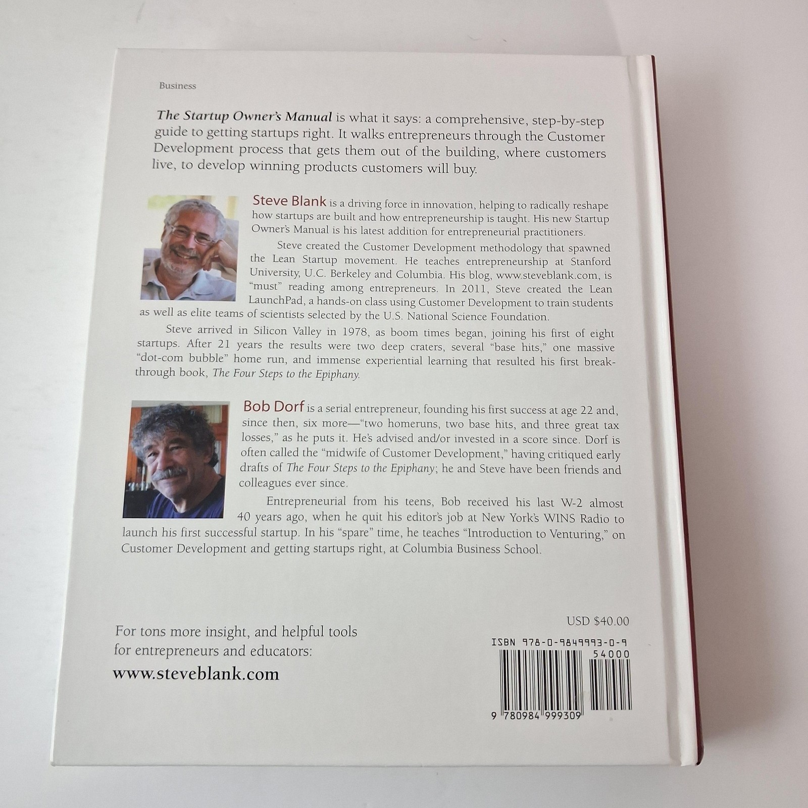 The Startup Owner’s Manual Steve Blank Bob Dorf K&S Ranch White HC 2012