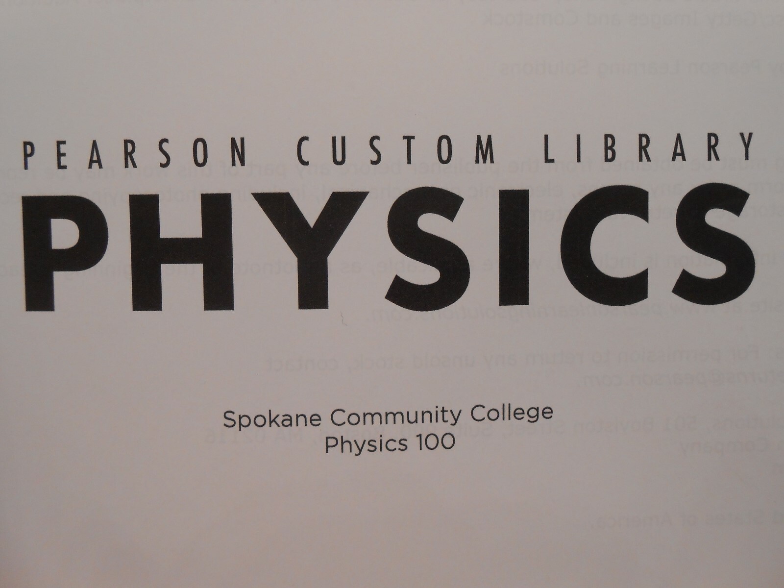 Physics, Paul G. Hewitt, custom Spokane Community College Physics 100 textbook