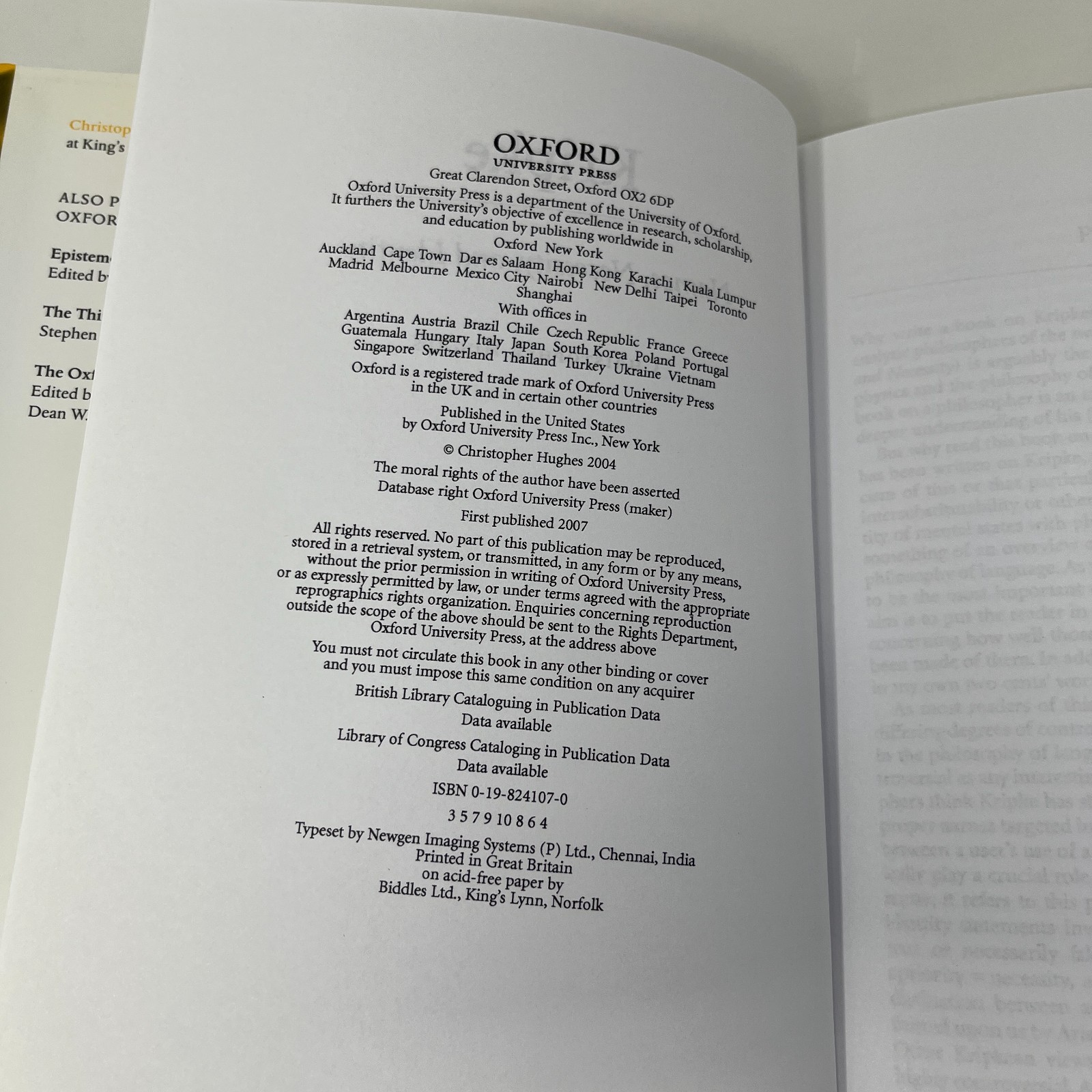 Kripke: Names, Necessity, and Identity by Christpher Hughes HC