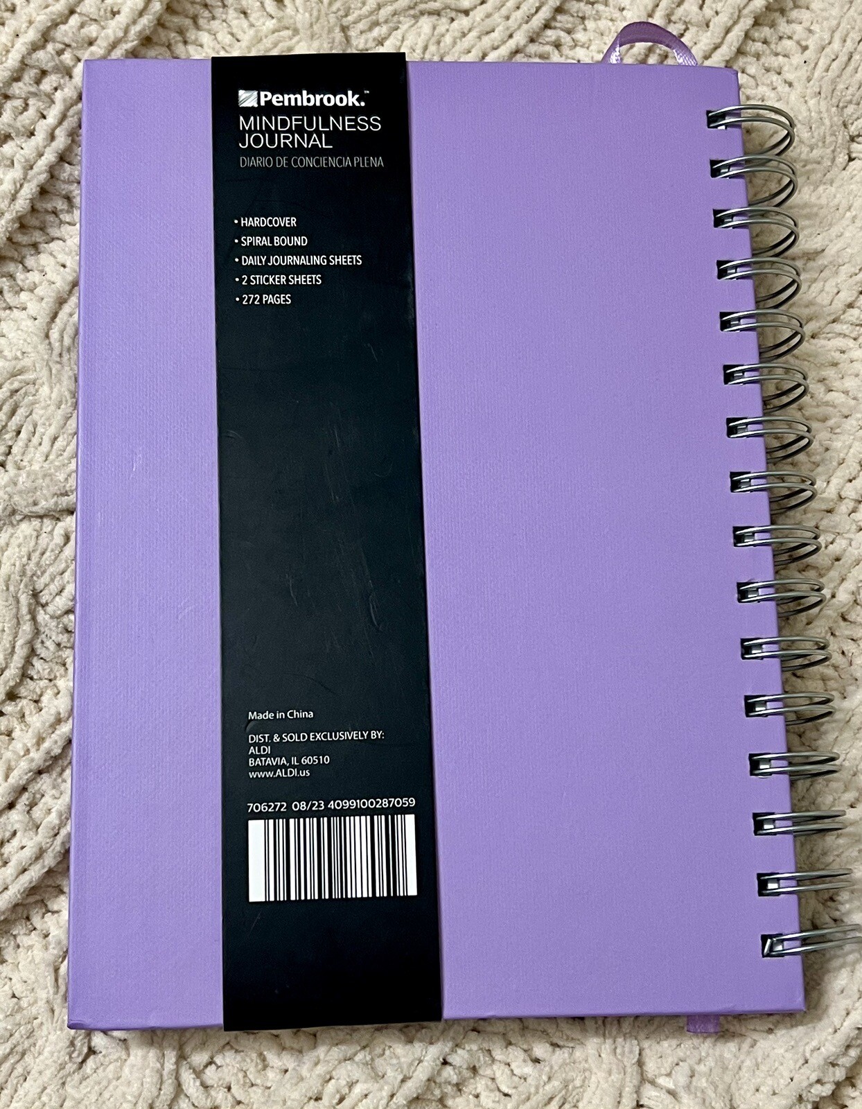 Mindfulness Journal Purple – Hardcover, Spiral Bound, 2 Sticker Sheets, 272 Page