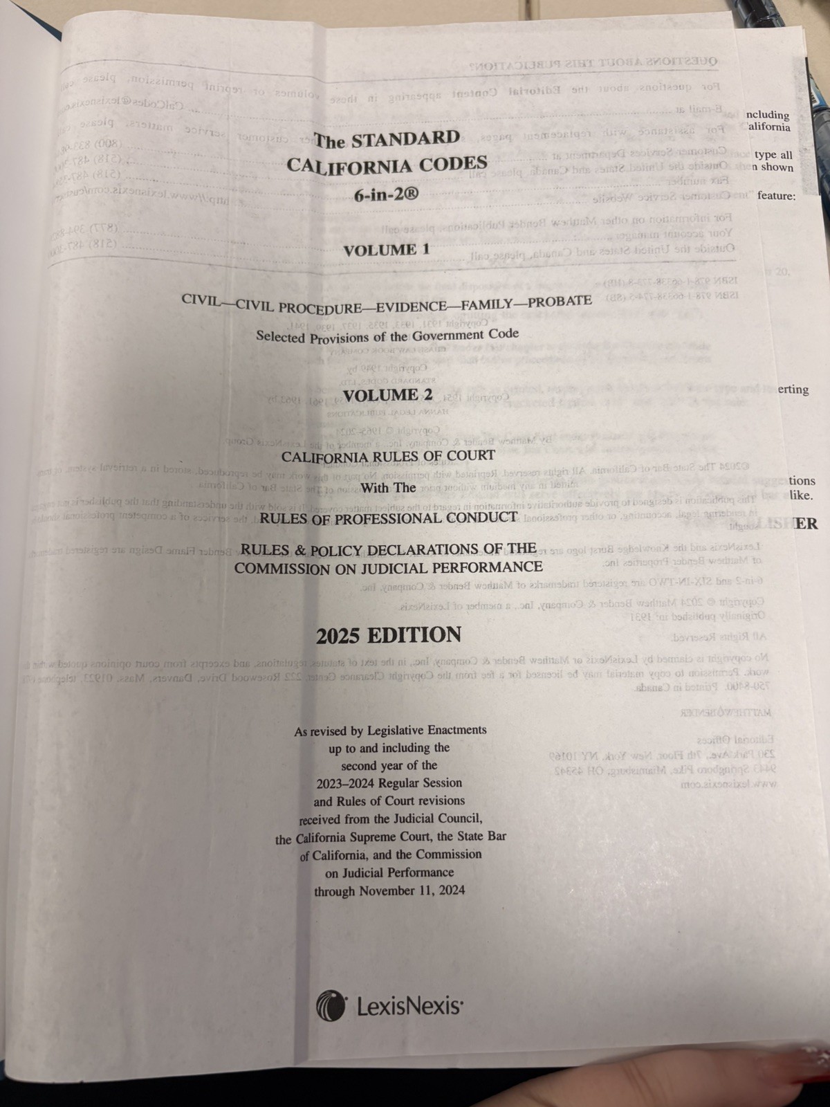 Standard California Codes Six-in-Two 2025 Edition LexisNexis 6-in-2 Book Set