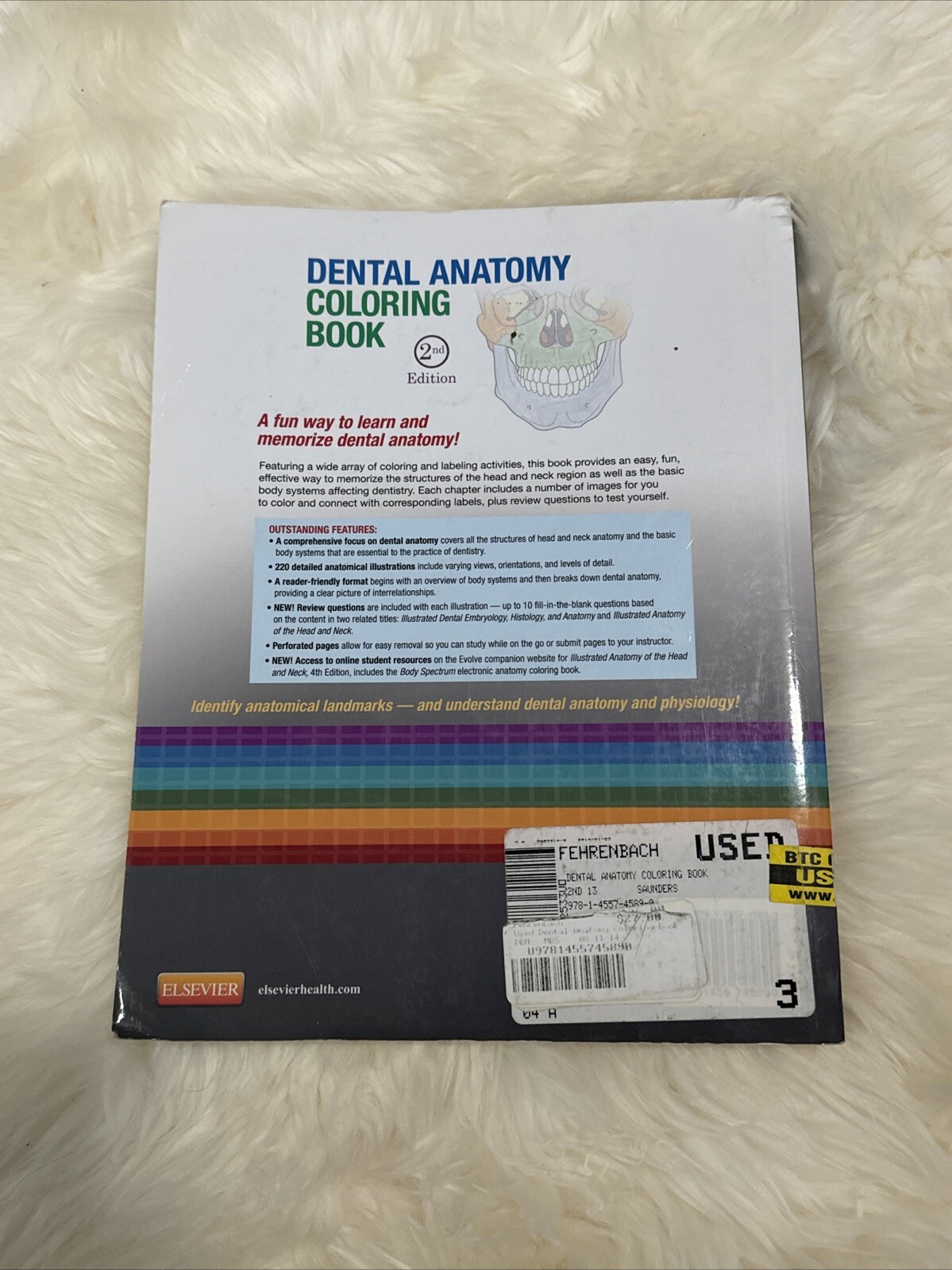 Dental Anatomy Coloring Book 2nd Edition 978-1-4557-4589-0+US SELLER+FREE SHIP