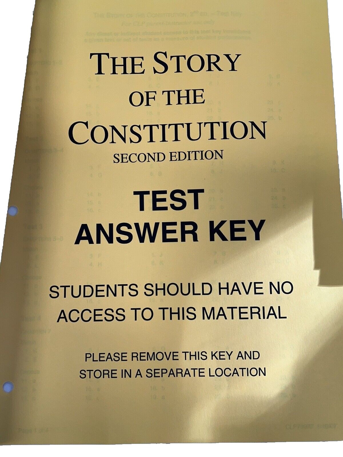 The Story of the Constitution Test Packet Second Ed~Christian Liberty P12 05