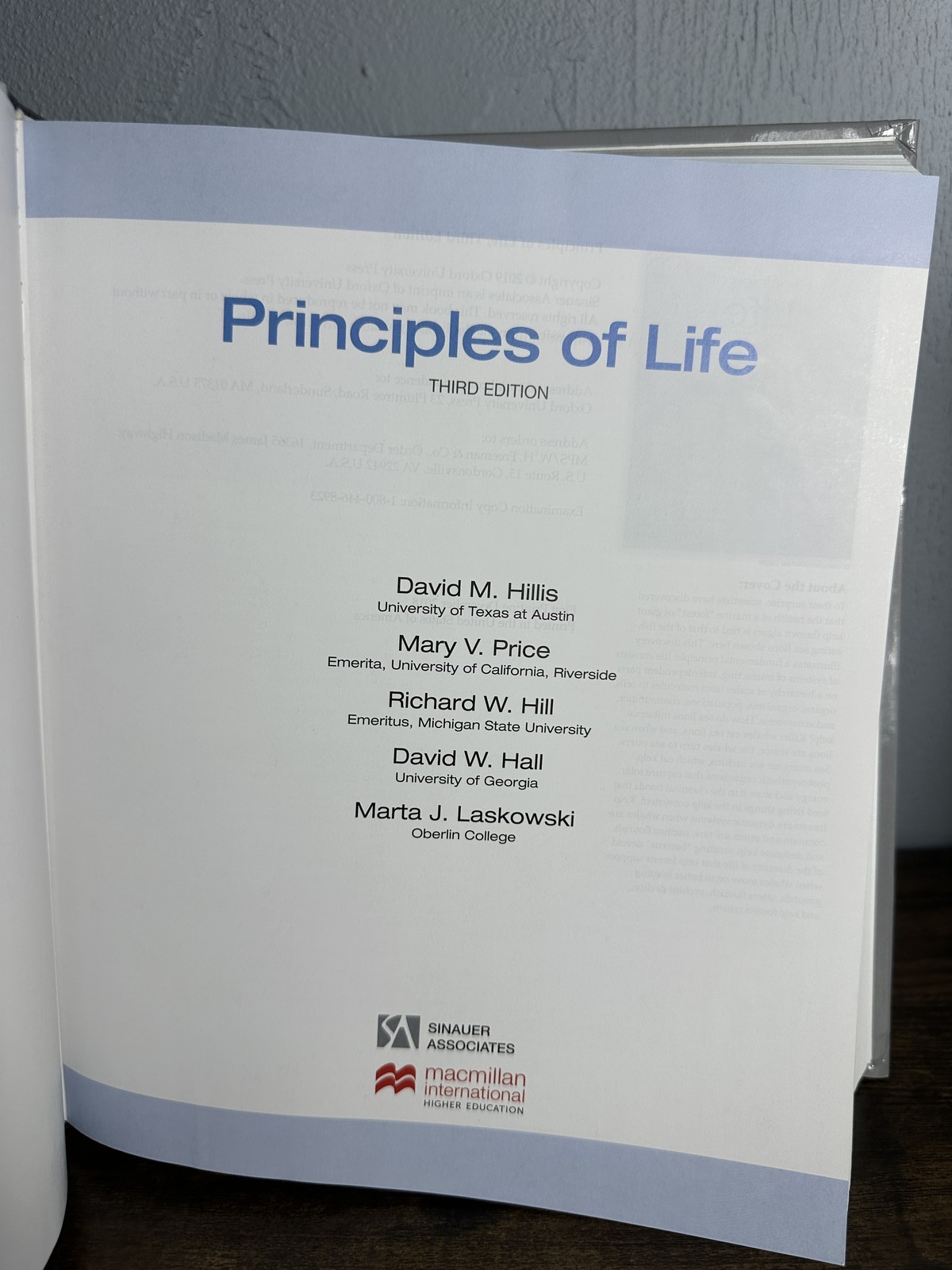 Principles of Life International Third Edition Hillis Price Hill Hall Laskowski