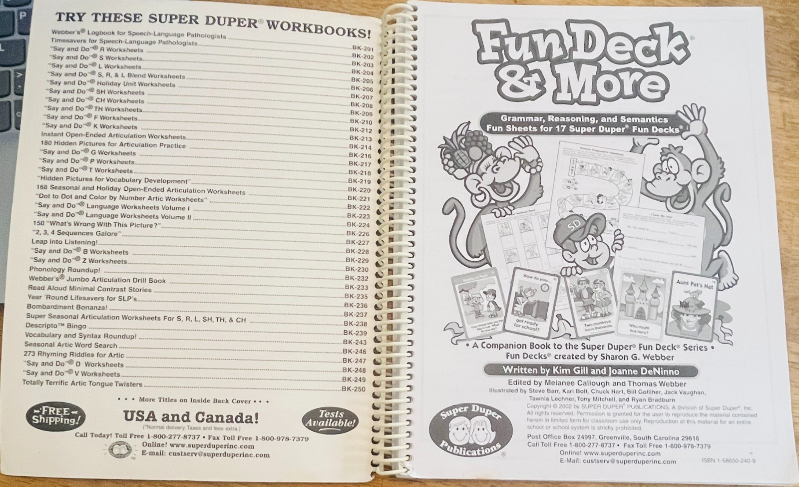 Vintage 2002 Supe Duper Educational Spiral Book Therapy Material 17 Fun Sheets