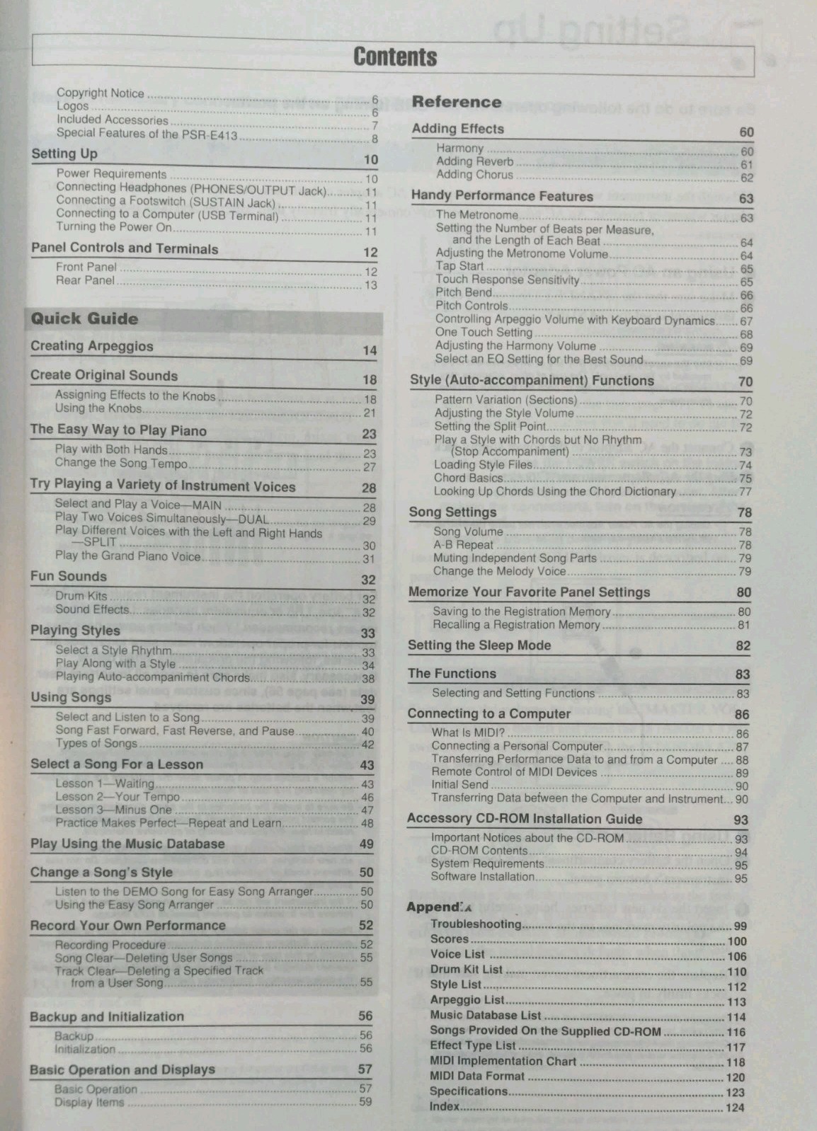 Yamaha PSR-E413 Instruction Manual: 128 Pages – Original