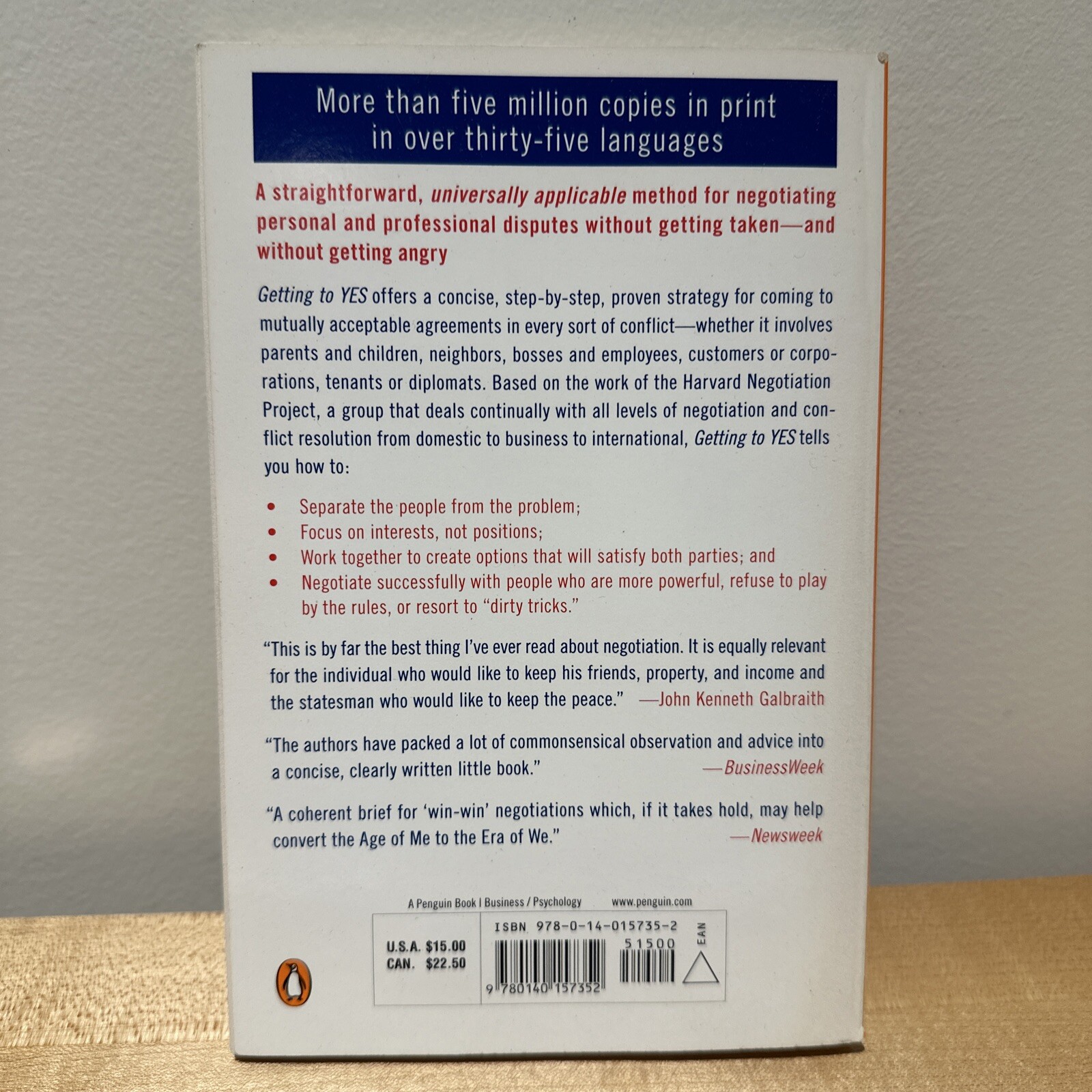 Getting to Yes : Negotiating Agreement Without Giving In by William Ury and…
