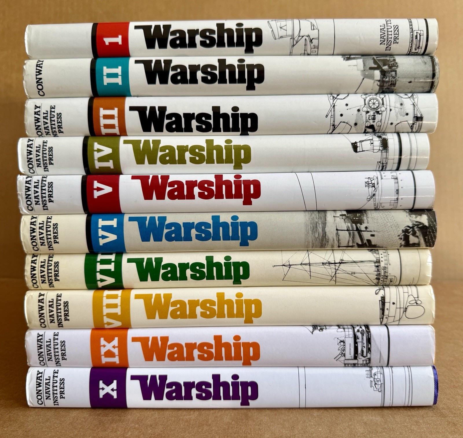 10 Book Set Warship Vol I-X Conway Maritime Naval Institute Press 1977-1986 HCDJ