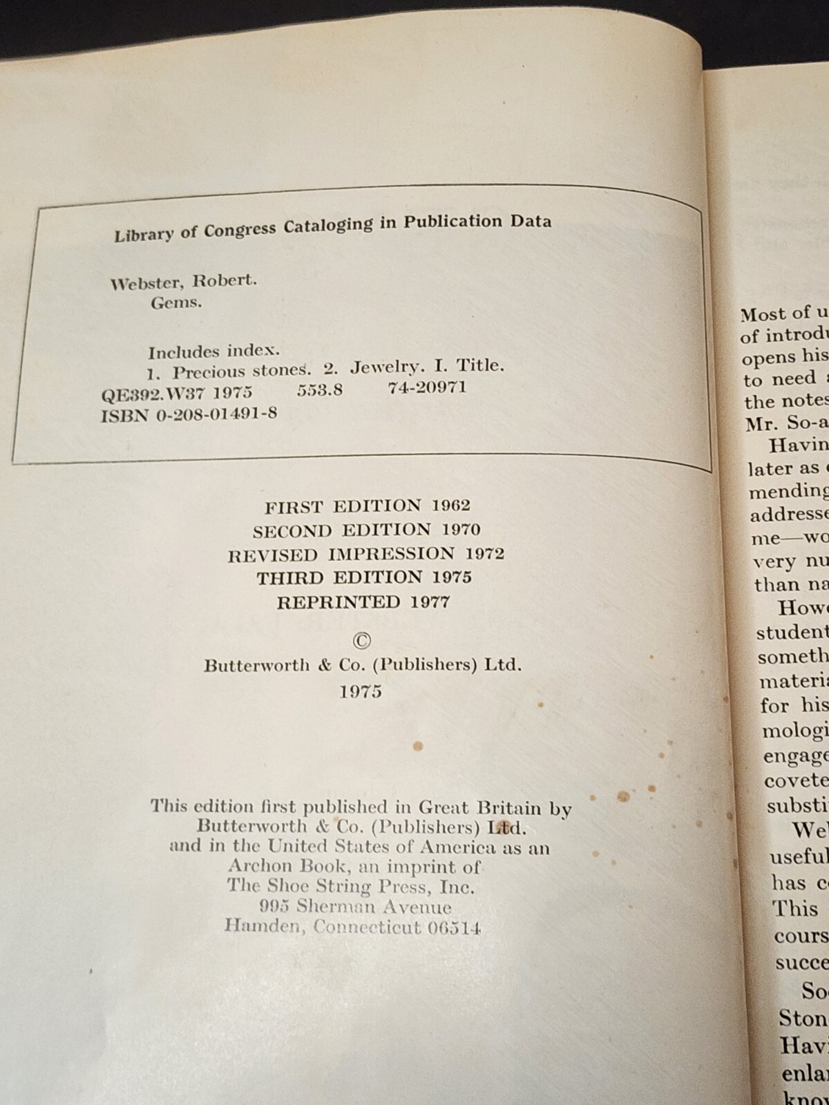 Gems – Their Sources, Descriptions and Identification R Webster 3rd Edition 1977
