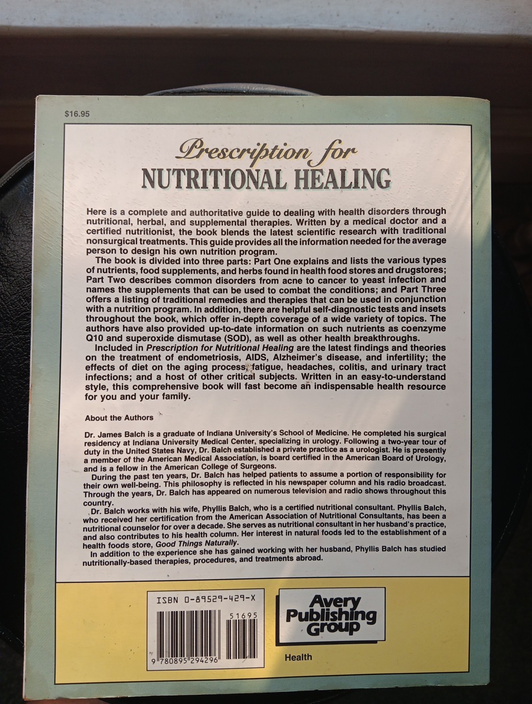 Prescription For Nutritional Healing Second Edition By J&P Balch A-Z Reference