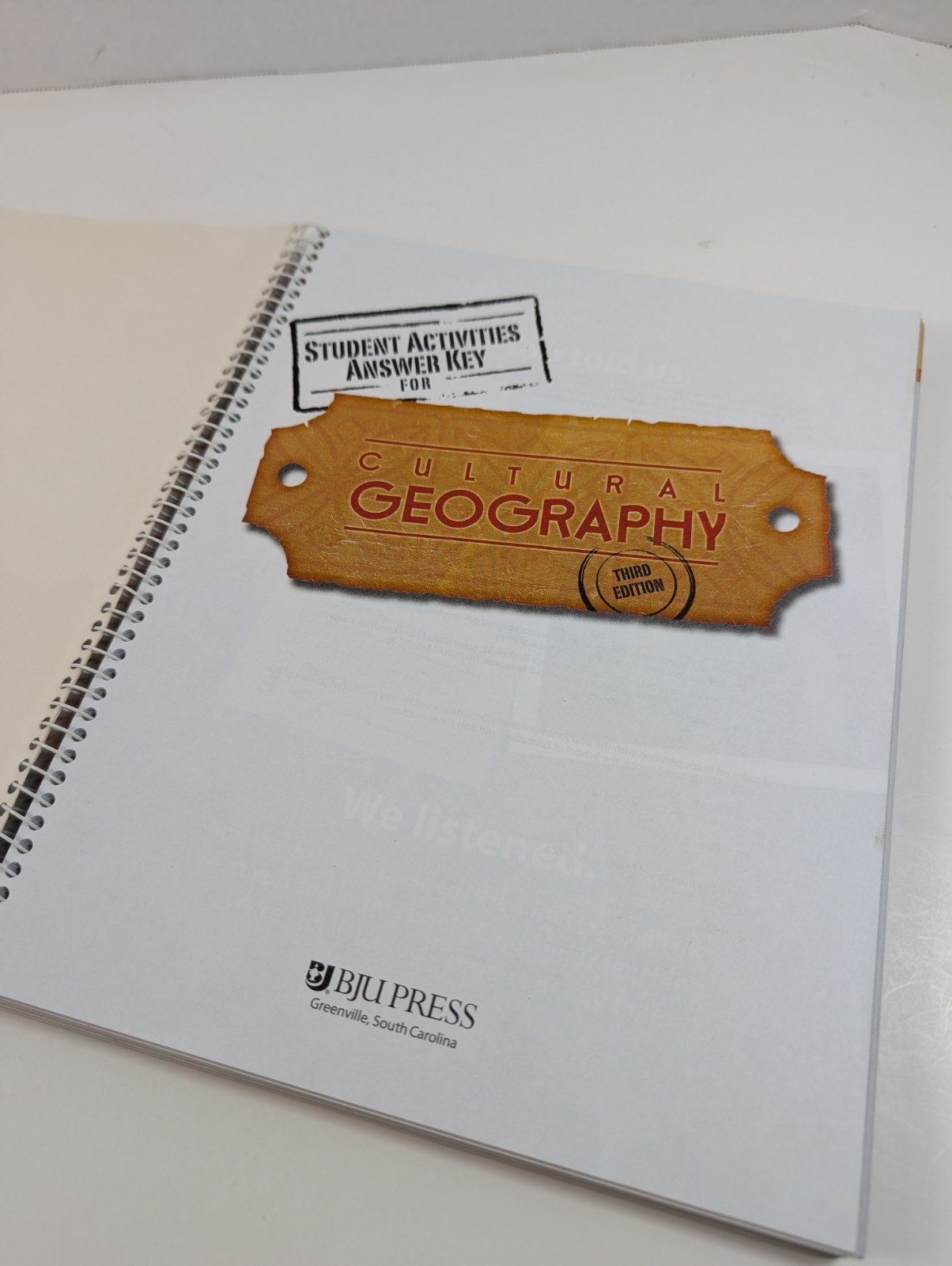BJU Cultural Geography 3rd Ed Student Activities Answer Key 2008 Bob Jones