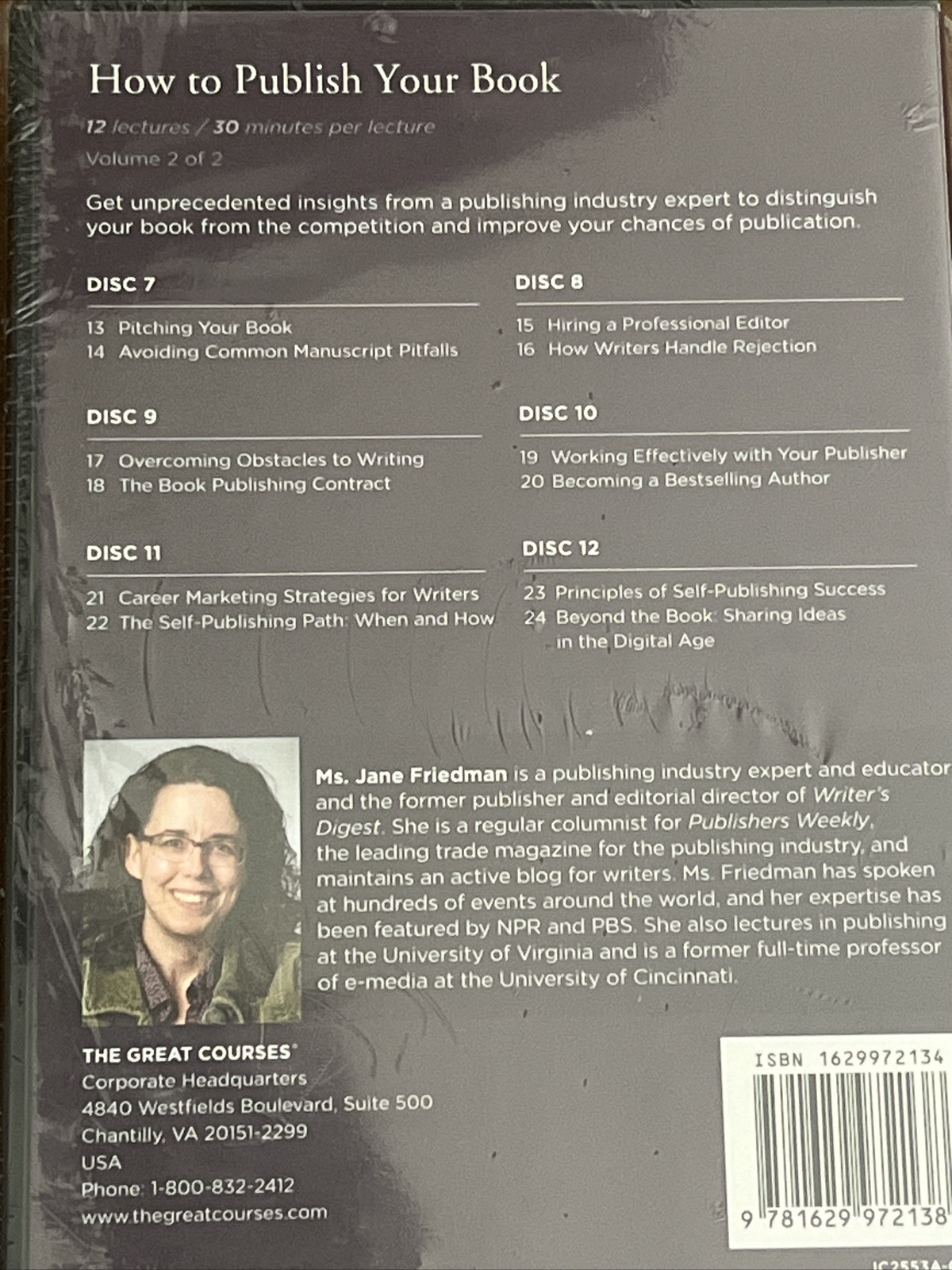 Great Courses WRITING HOW TO PUBLISH YOUR BOOK Guidebook + 12 DVDs NEW Friedman