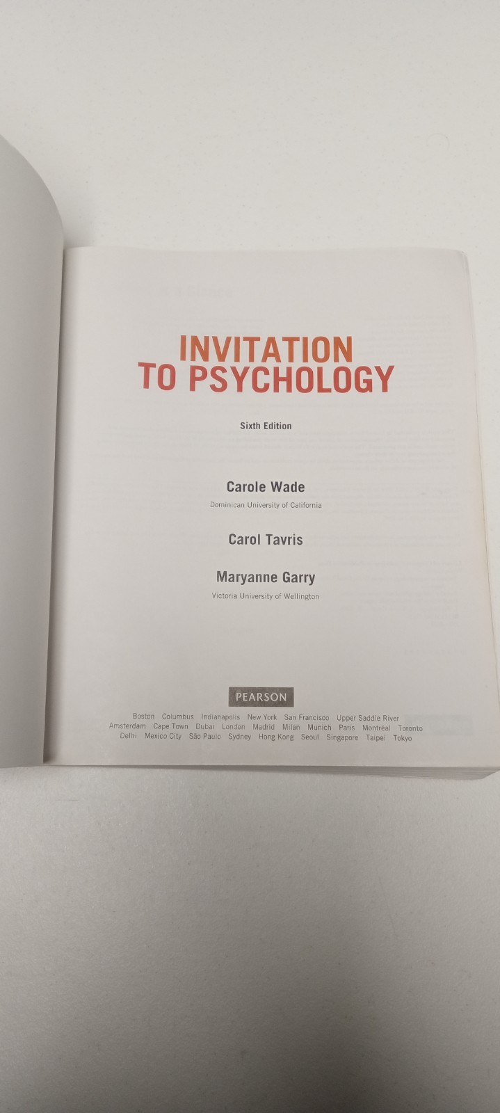 Invitation to Psychology (6th Edition) by Tavris Instructors Edition