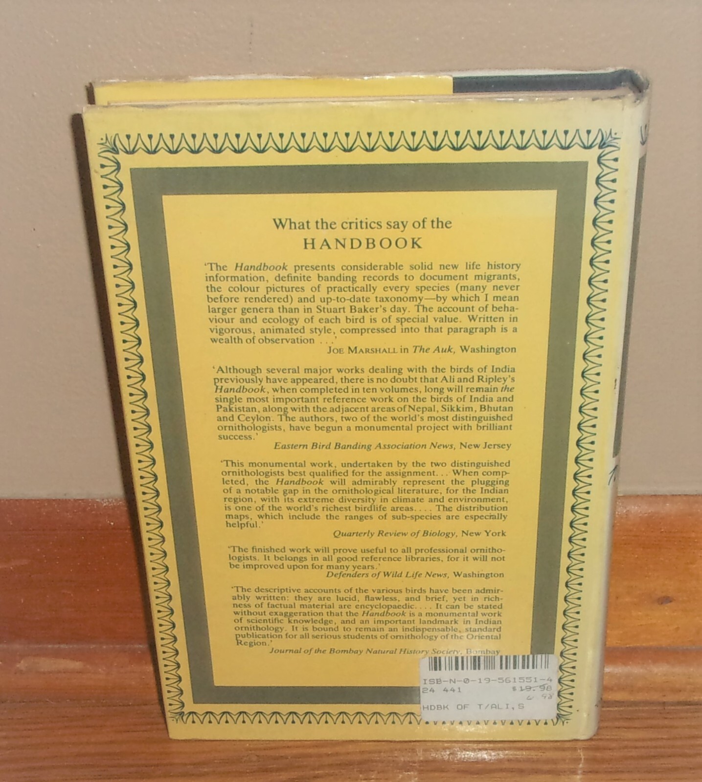 HANDBOOK OF THE BIRDS OF INDIA & PAKISTAN, 2nd Edition, Vol. 4-SUPERB Rare HC DJ