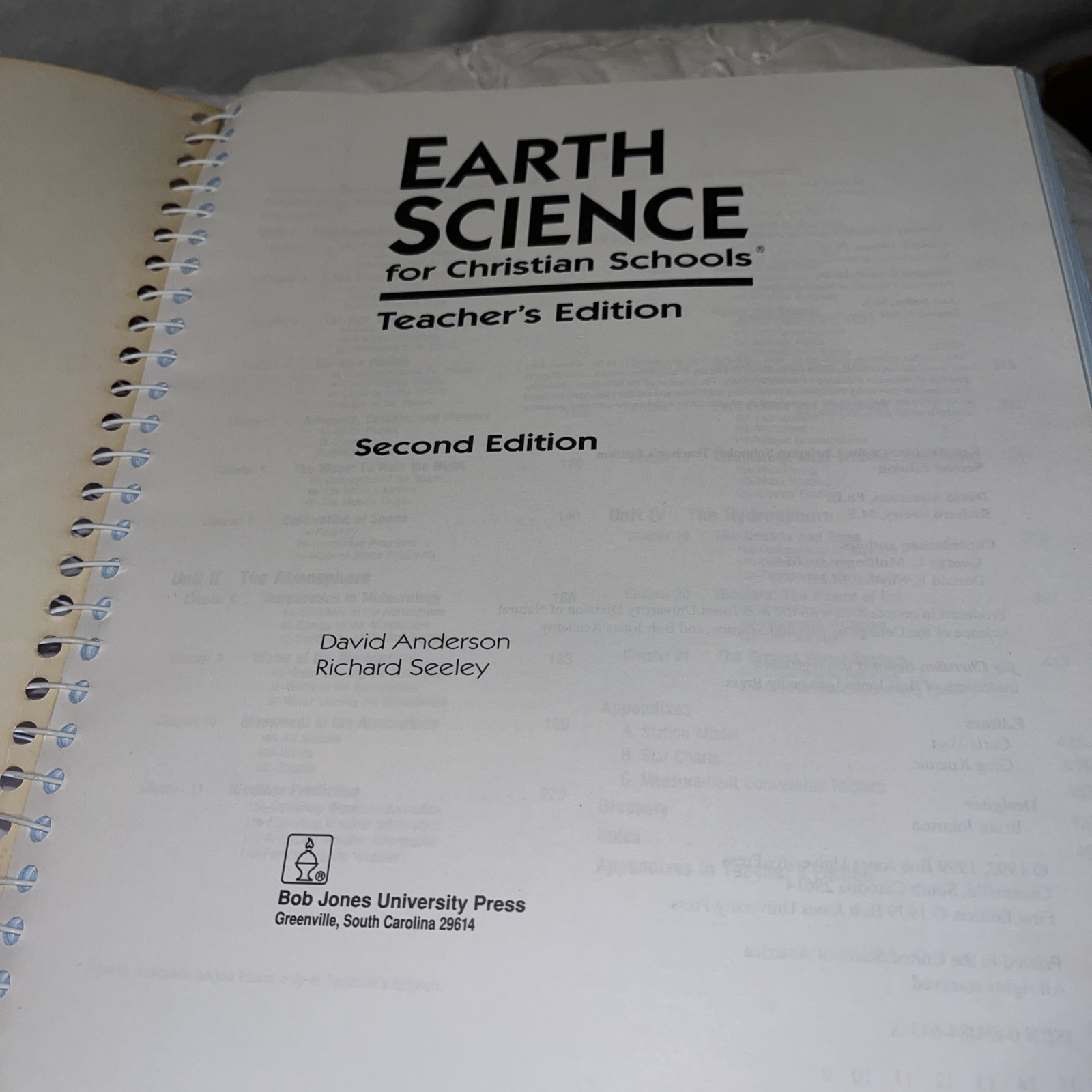BJU Earth Science Hardcover Student Text and Spiral Teacher’s Edition 1999 READ