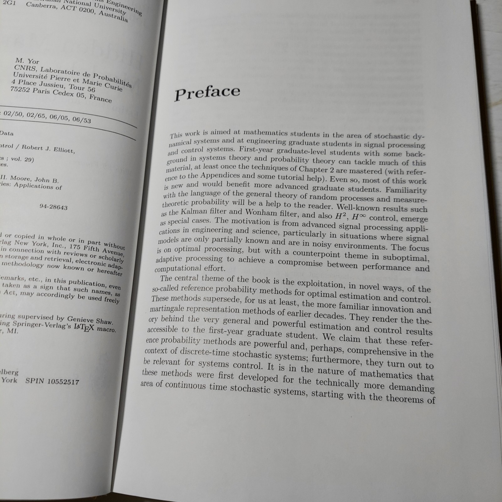 Hidden Markov Models: Estimation and Control (Stochastic Modelling and Applied,