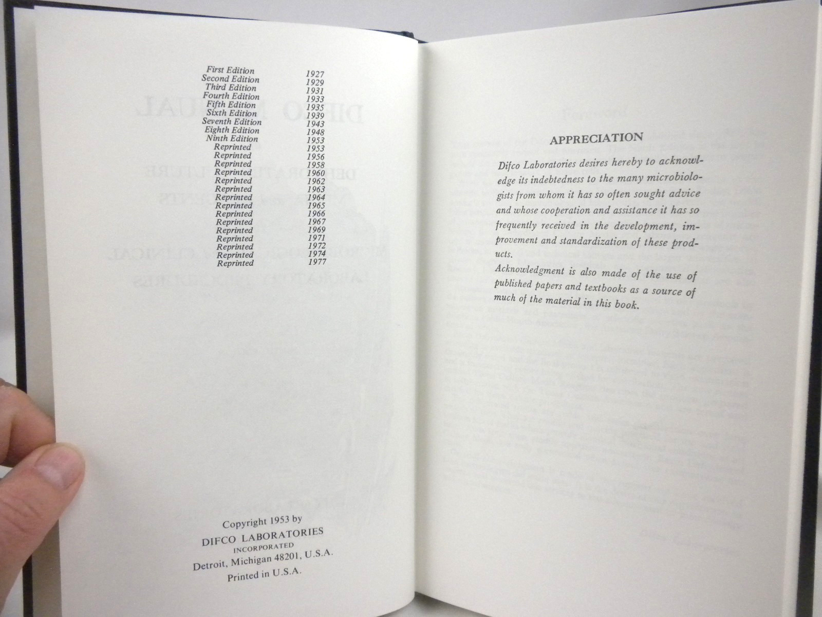 DIFCO Manual – Microbiologial Proecdures Book – HC 1977 – 9th Edition